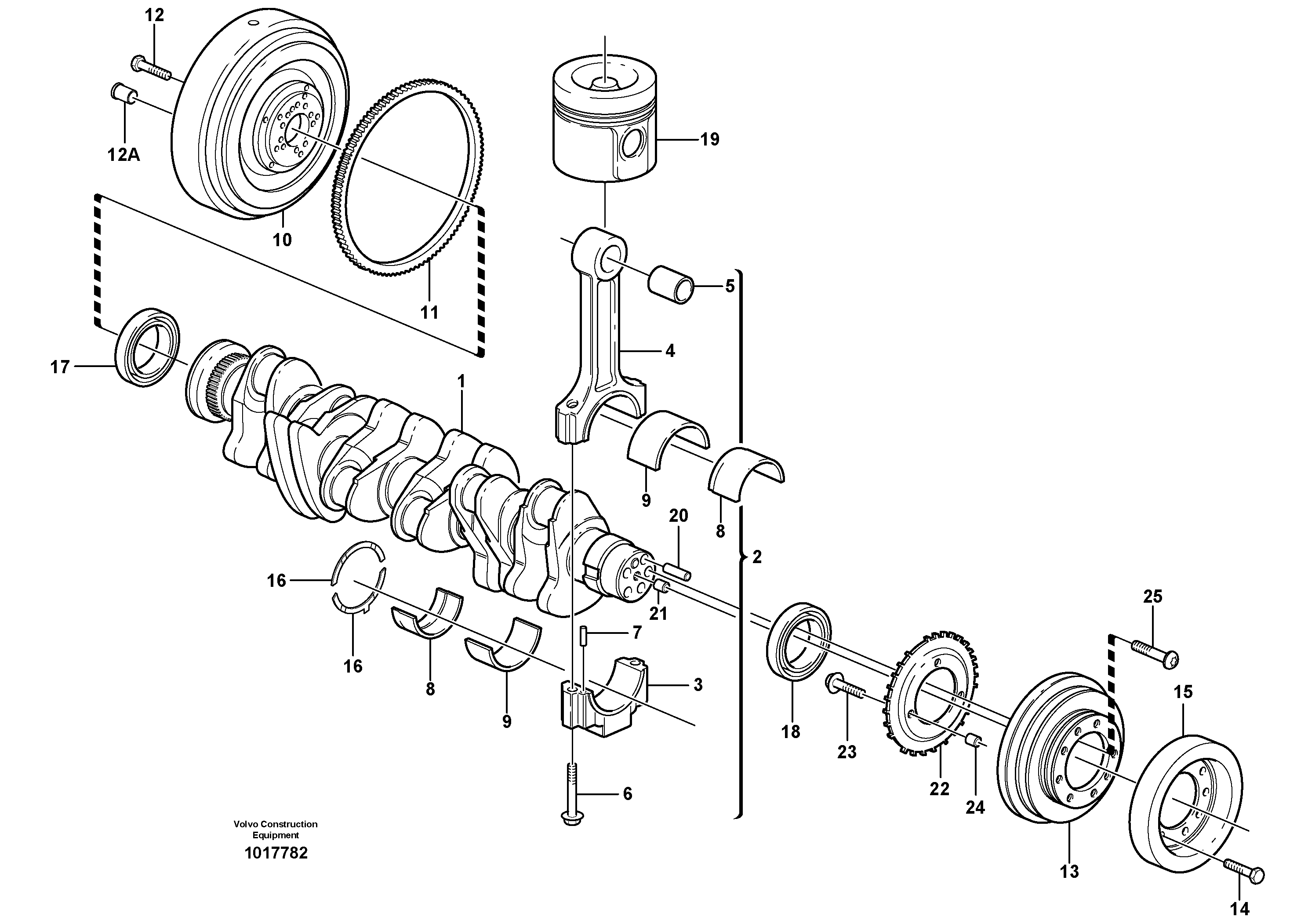 Схема запчастей Volvo EC240B - 71980 Crankshaft and related parts EC240B