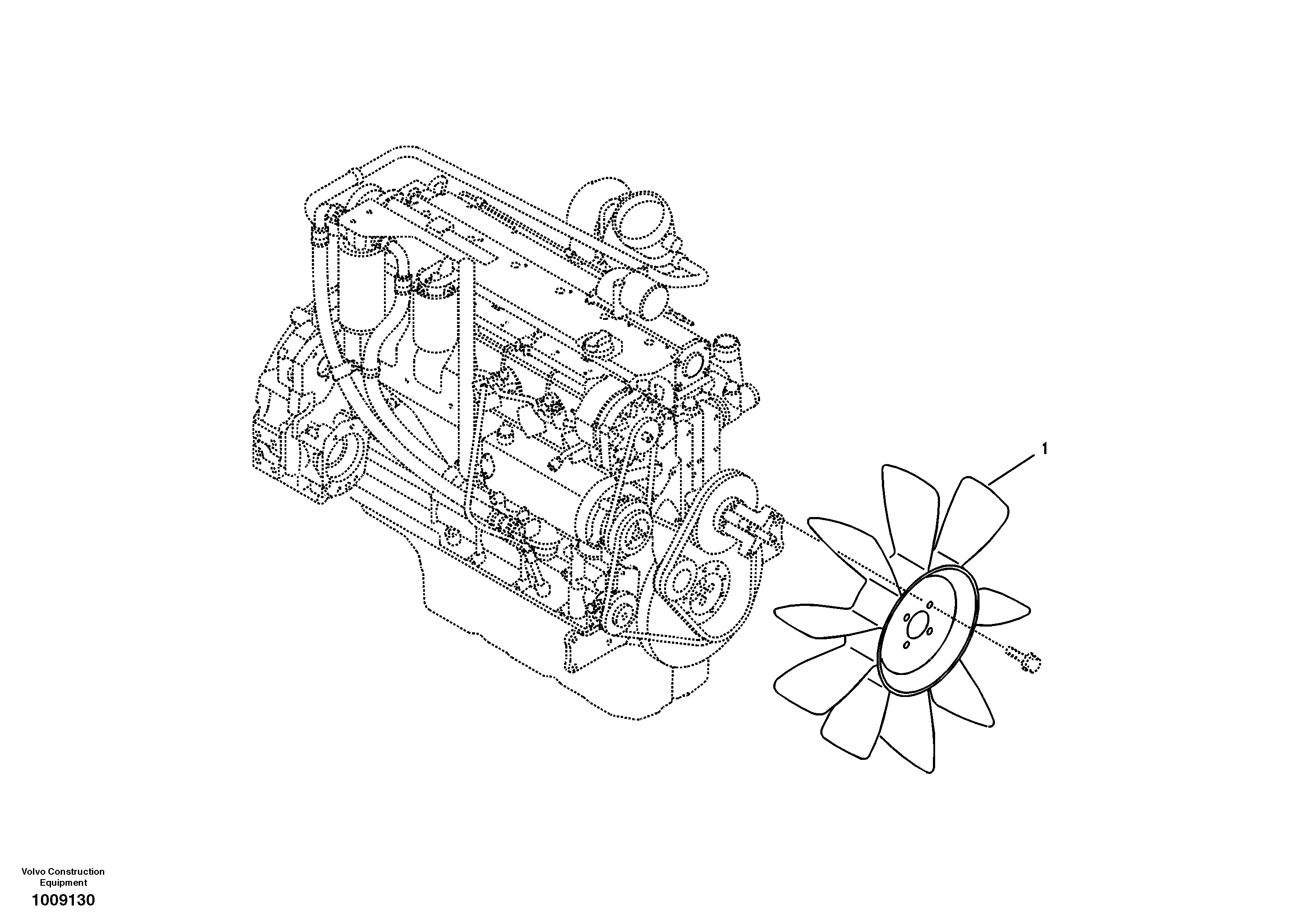 Схема запчастей Volvo EC240B - 40164 Cooling fan mounting EC240B SER NO INT 12641- EU & NA 80001-