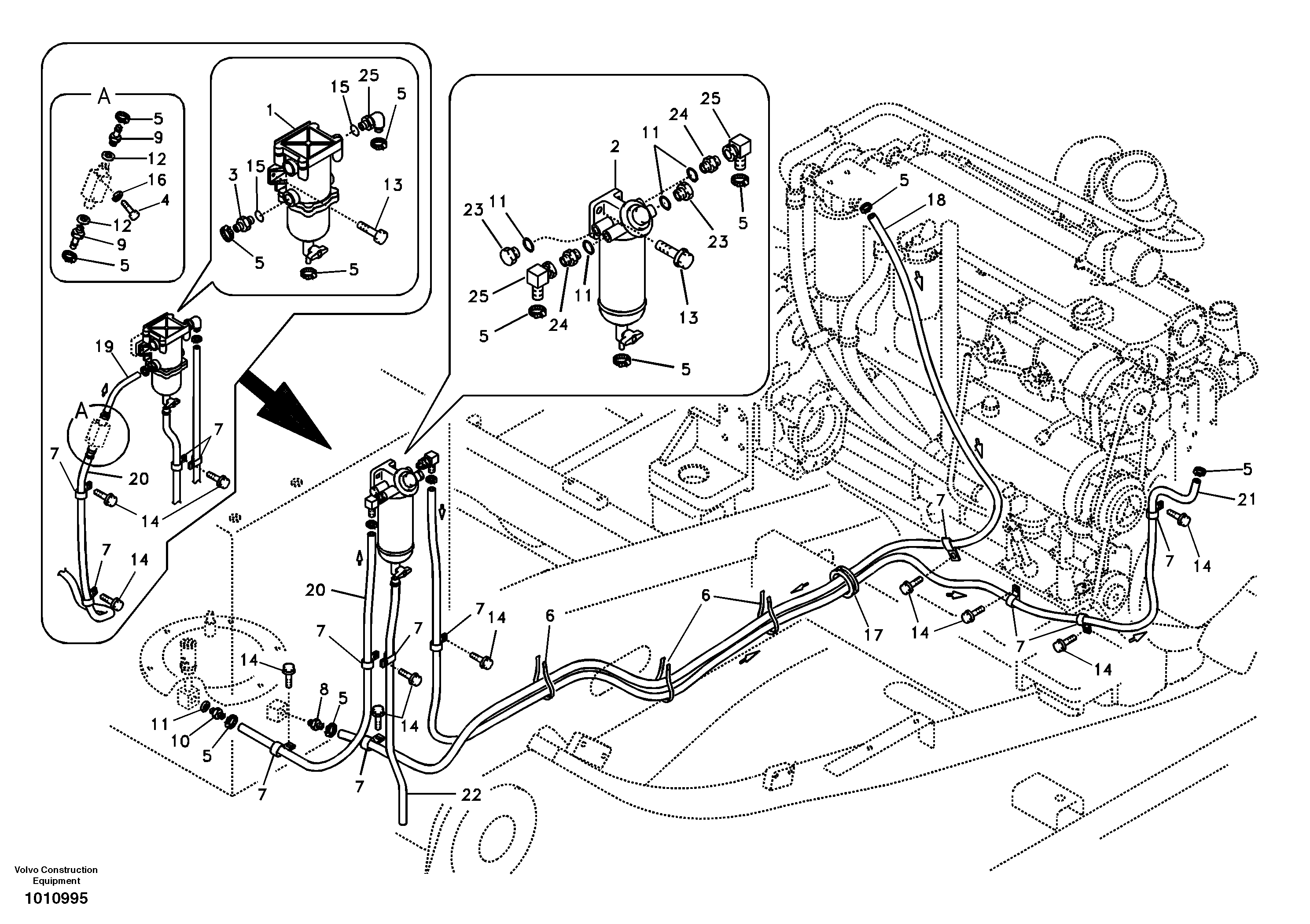 Схема запчастей Volvo EC240B - 75735 Fuel pipe - Fuel tank EC240B