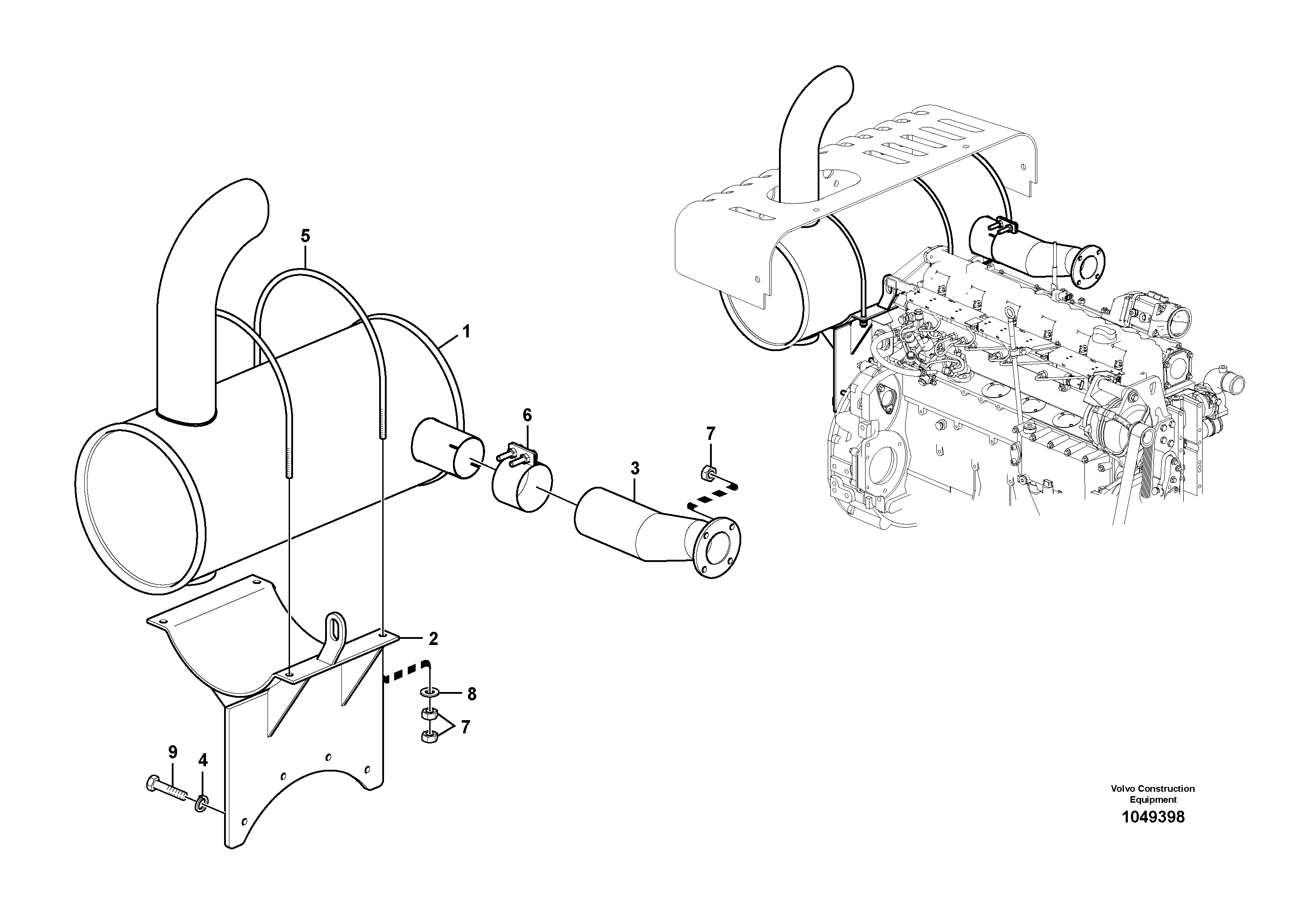 Схема запчастей Volvo EC240B - 86464 Выхлопная система EC240B PRIME S/N 15001-/35001-