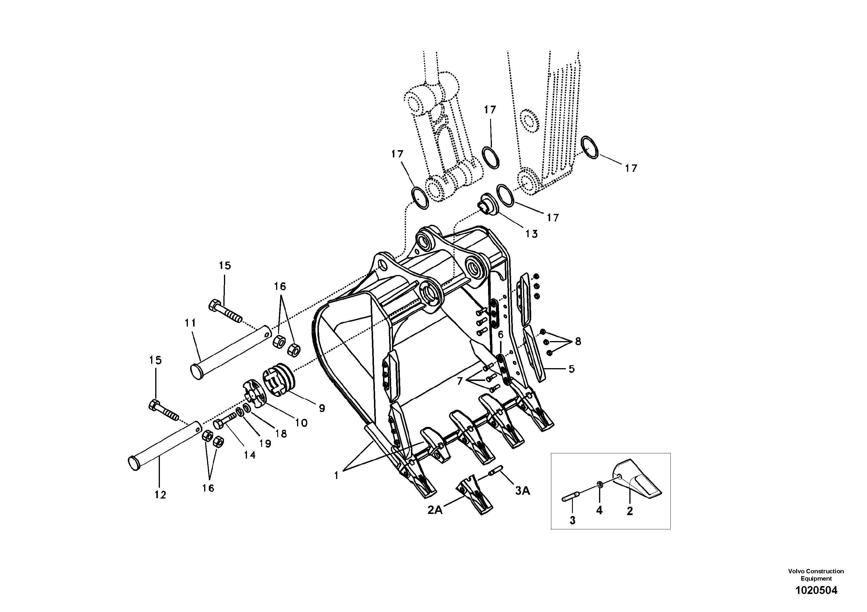 Схема запчастей Volvo EC240B - 97502 Ковш EC240B SER NO INT 12641- EU & NA 80001-