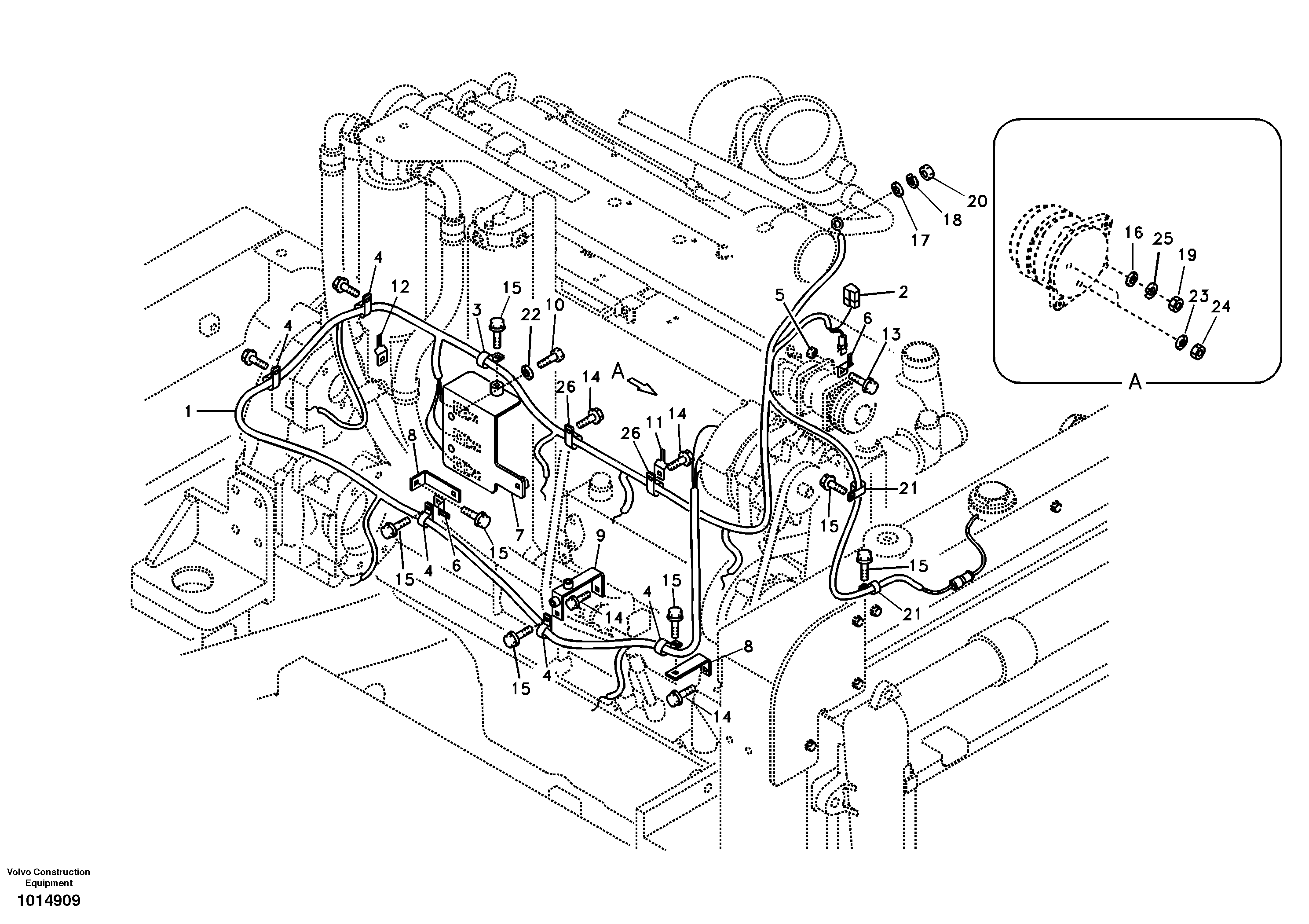 Схема запчастей Volvo EC240B - 64419 Cable harness, engine EC240B