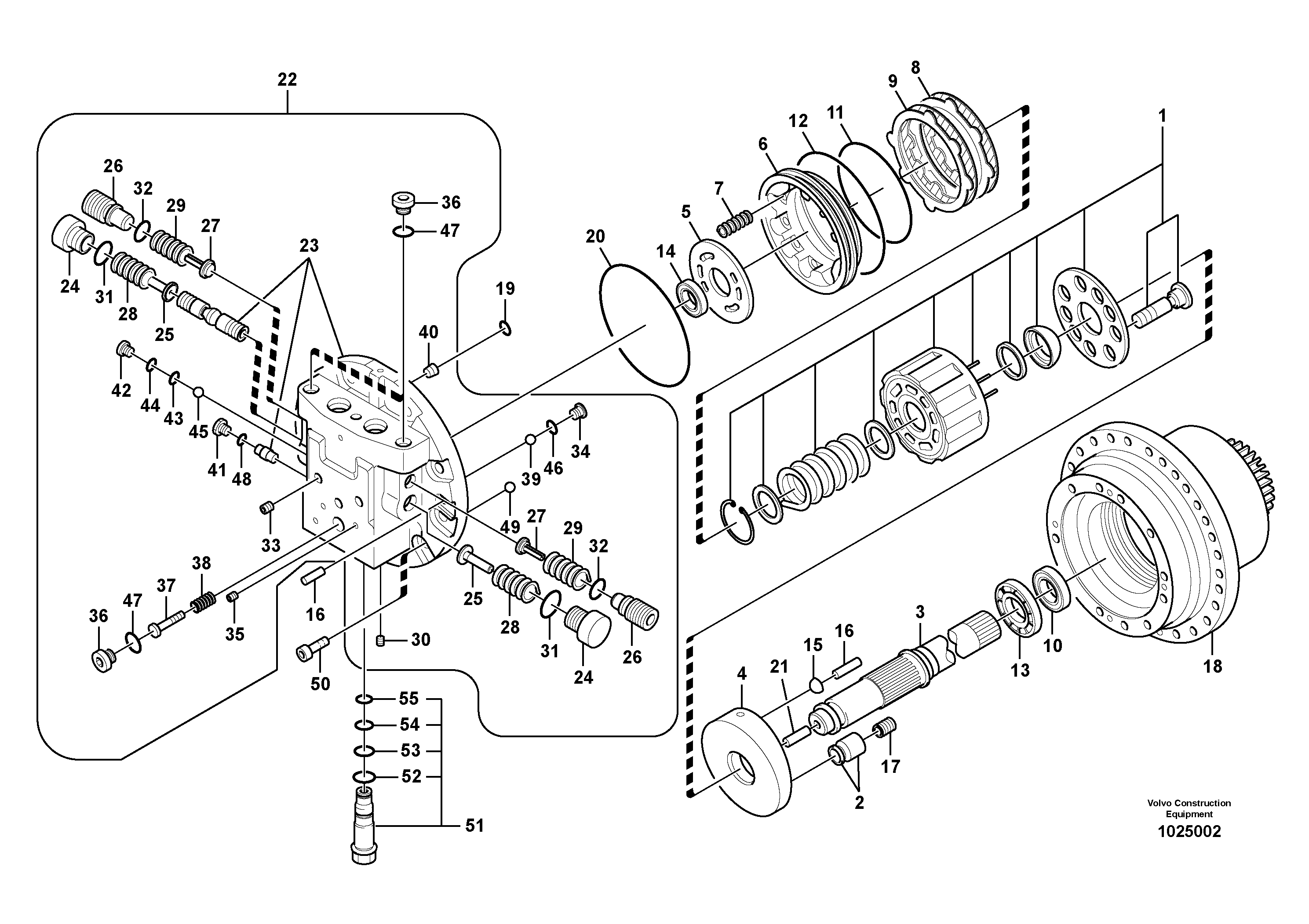 Схема запчастей Volvo EC240B - 100418 Гидромотор хода EC240B PRIME S/N 15001-/35001-