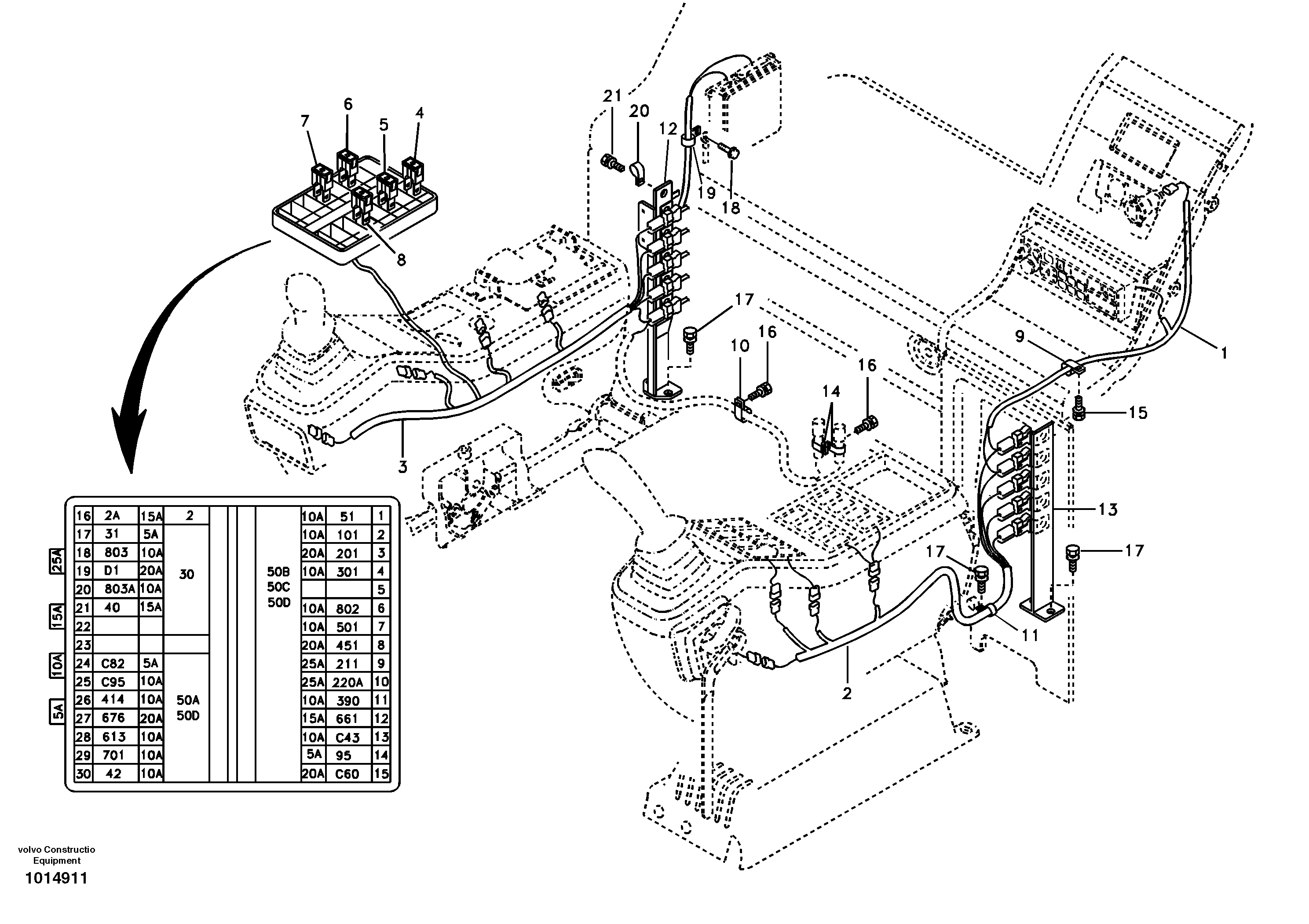 Схема запчастей Volvo EC240B - 94967 Cable and wire harness, instrument panel EC240B