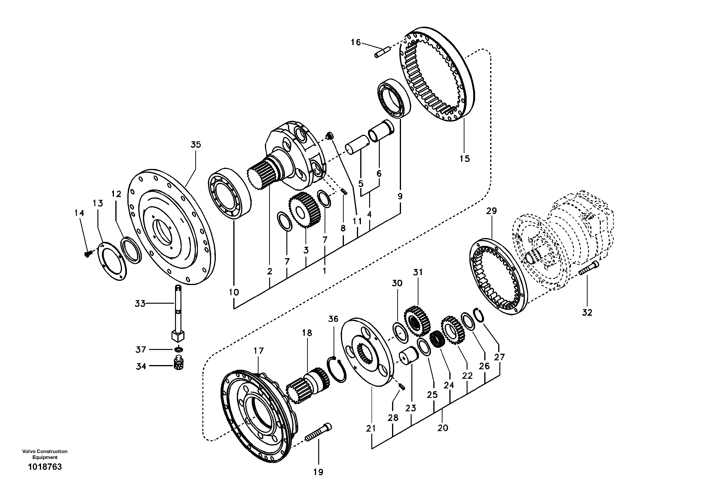 Схема запчастей Volvo EC240B - 106379 Swing gearbox EC240B