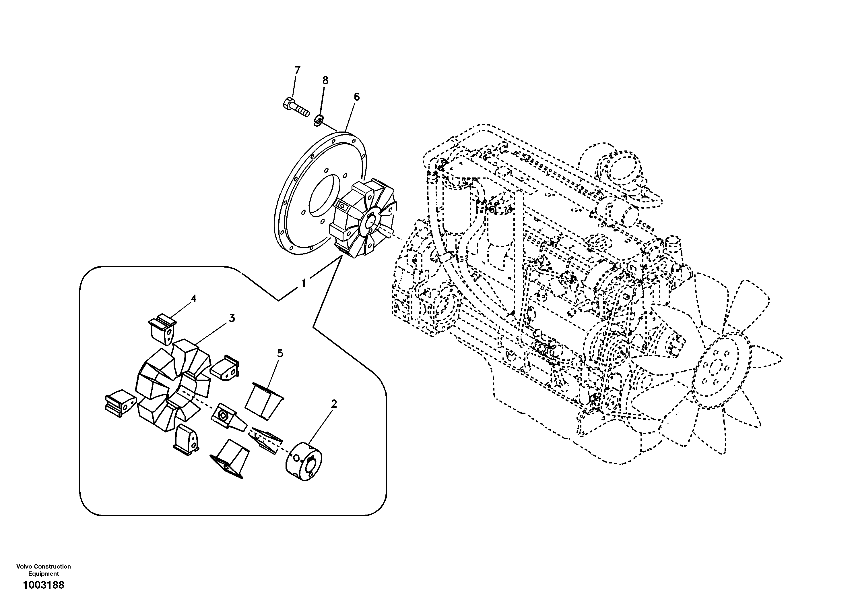 Схема запчастей Volvo EC240B - 79676 Pump gearbox with assembling parts EC240B