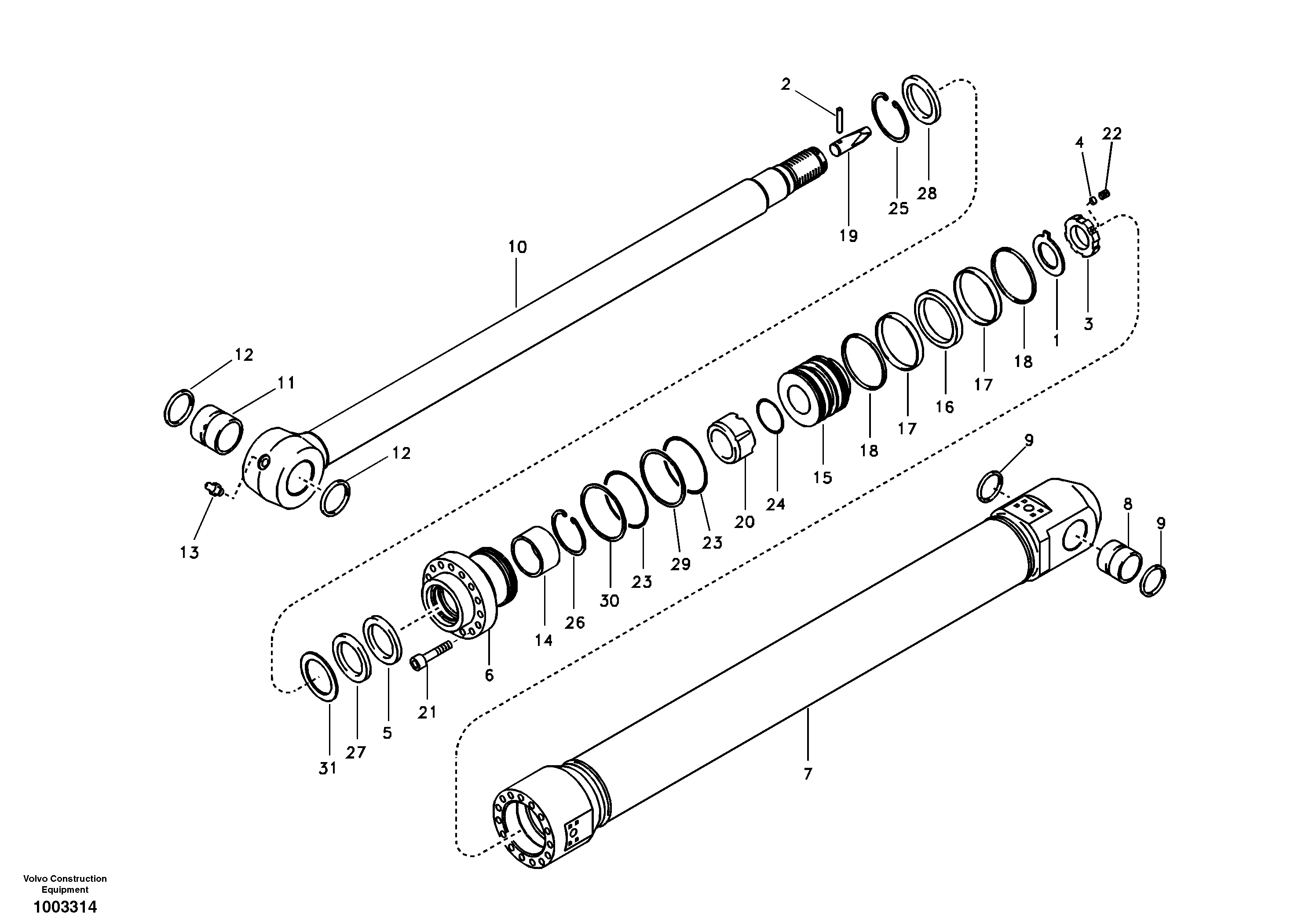 Схема запчастей Volvo EC240B - 106602 Dipper arm cylinder EC240B SER NO INT 12641- EU & NA 80001-