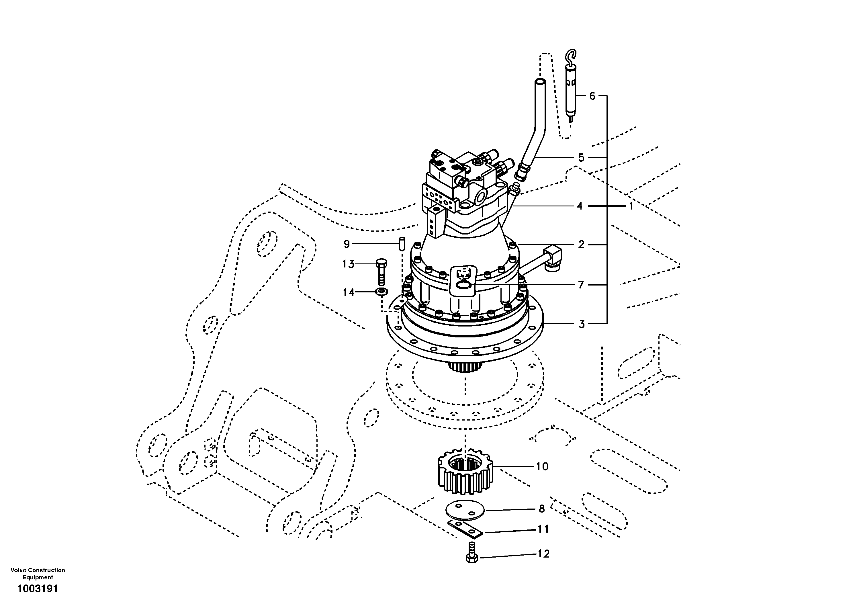 Схема запчастей Volvo EC240B - 57078 Swing motor with mounting parts EC240B