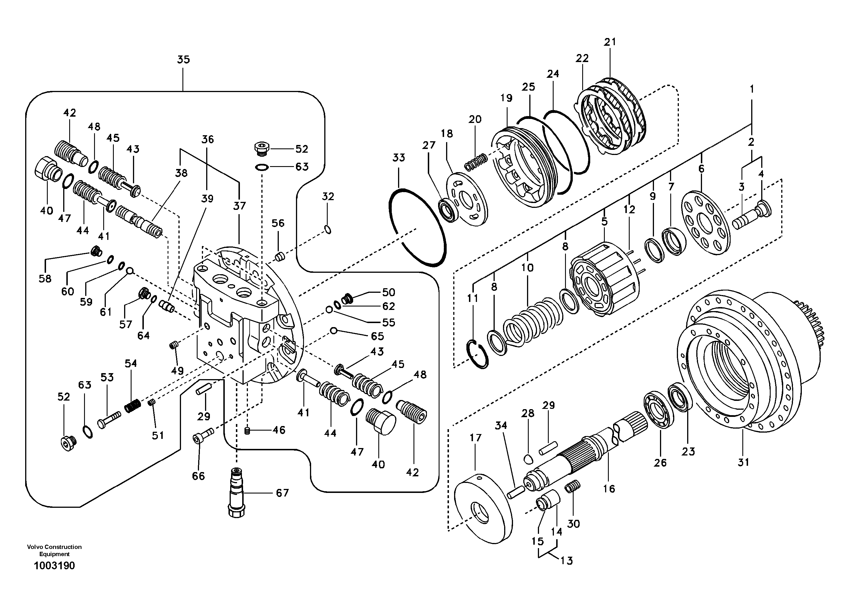 Схема запчастей Volvo EC240B - 105259 Гидромотор хода EC240B SER NO INT 12641- EU & NA 80001-