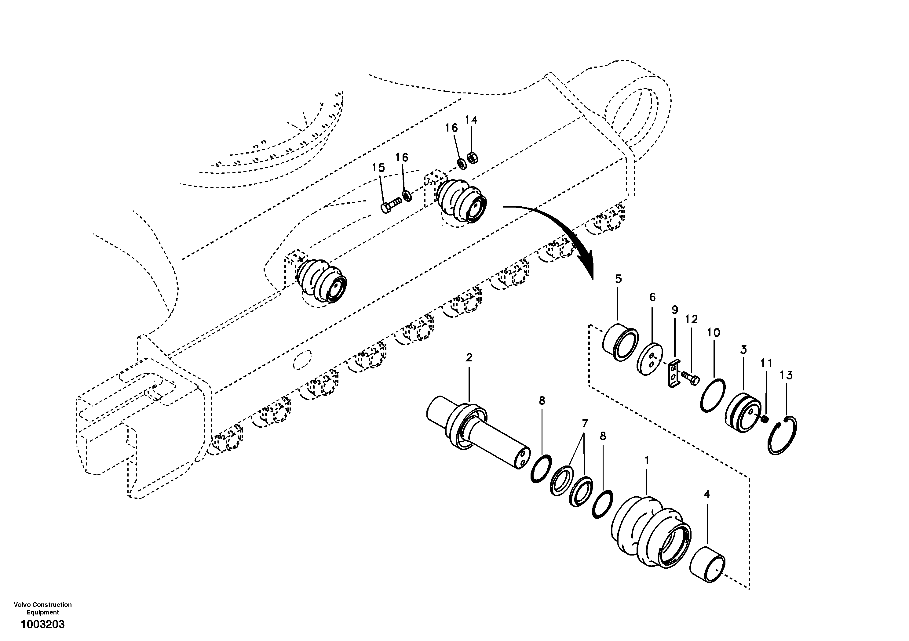 Схема запчастей Volvo EC240B - 19104 Top roller EC240B