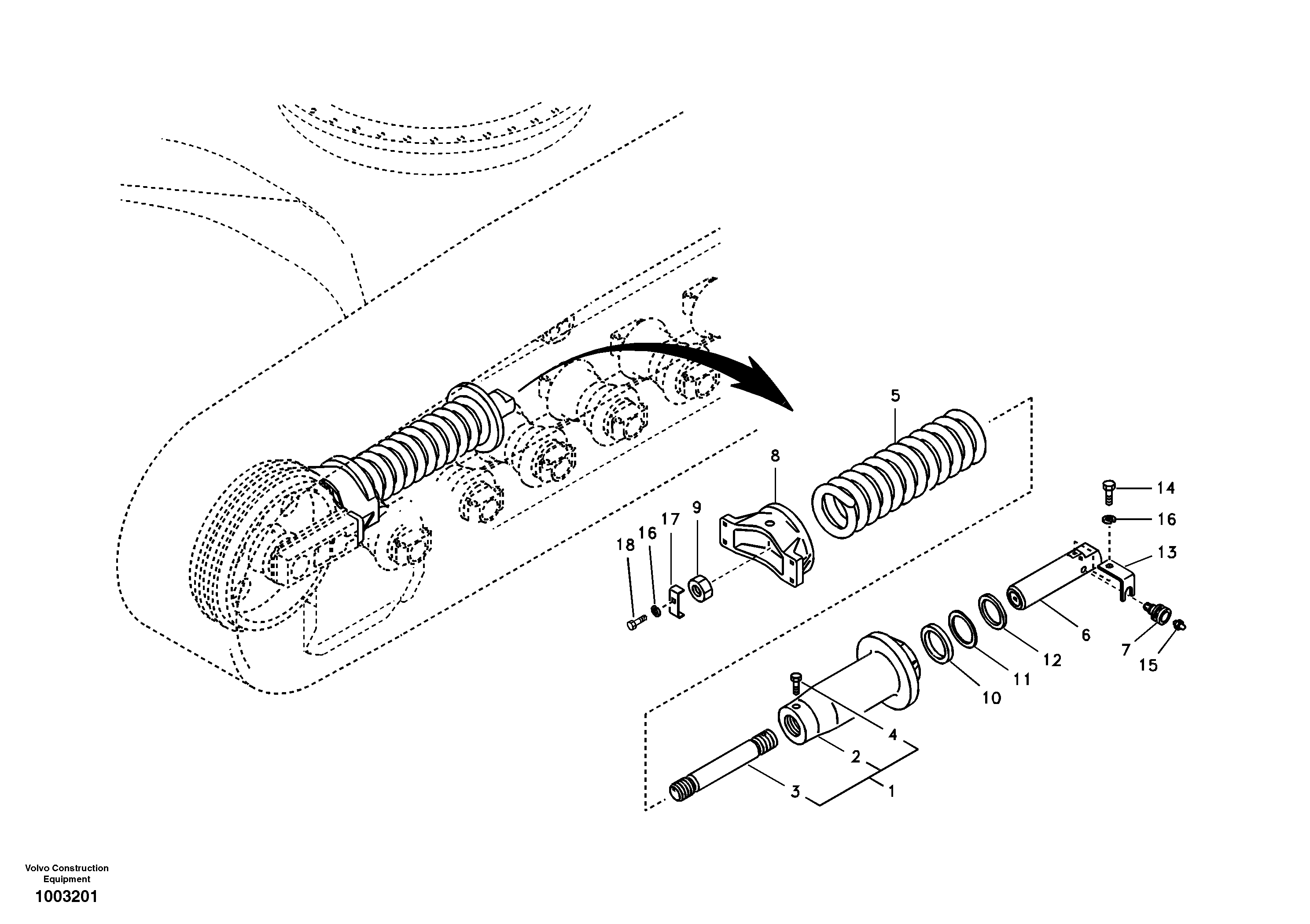 Схема запчастей Volvo EC240B - 38091 Undercarriage, spring package EC240B