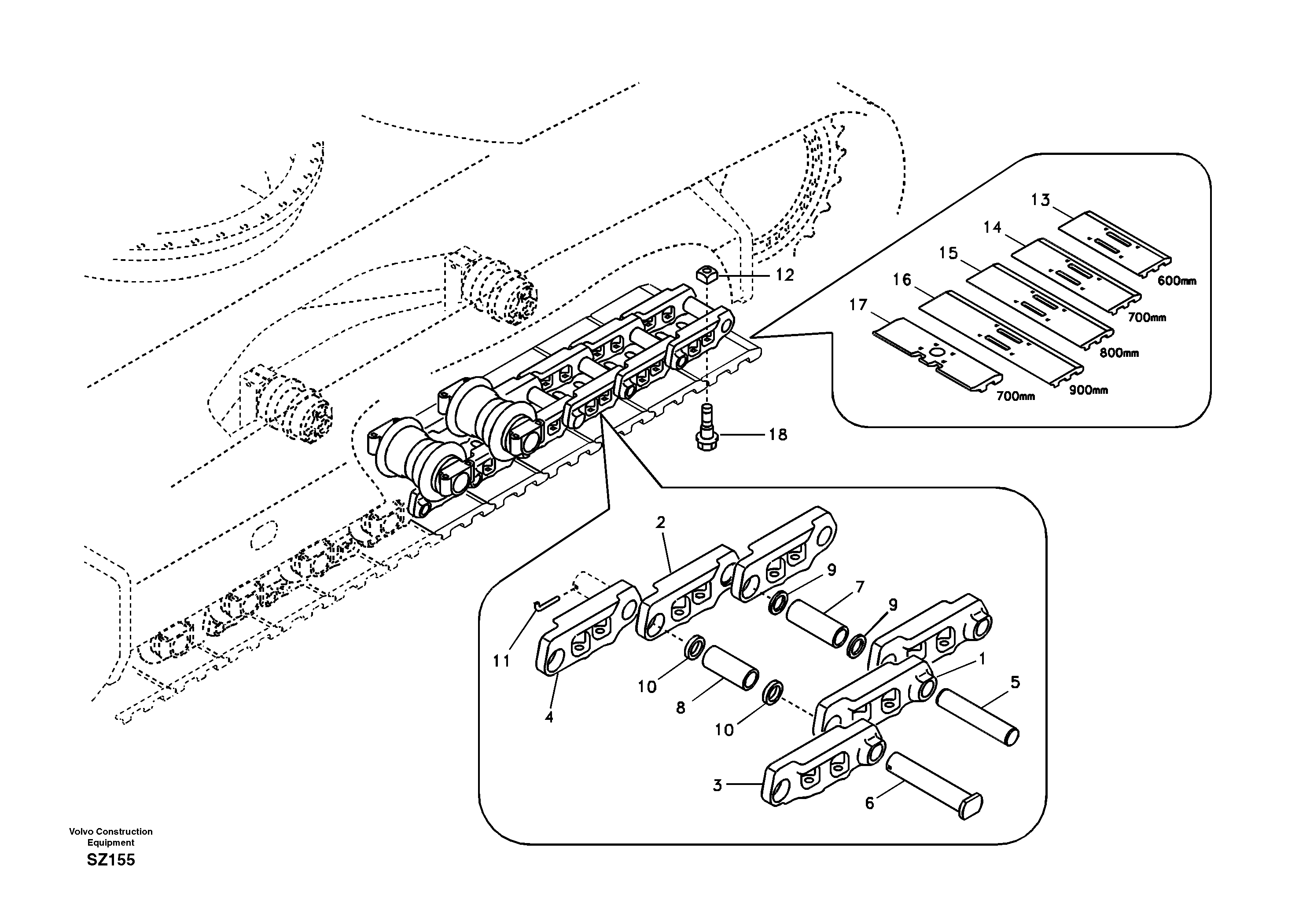 Схема запчастей Volvo EC240B - 98256 Гусеничная цепь EC240B