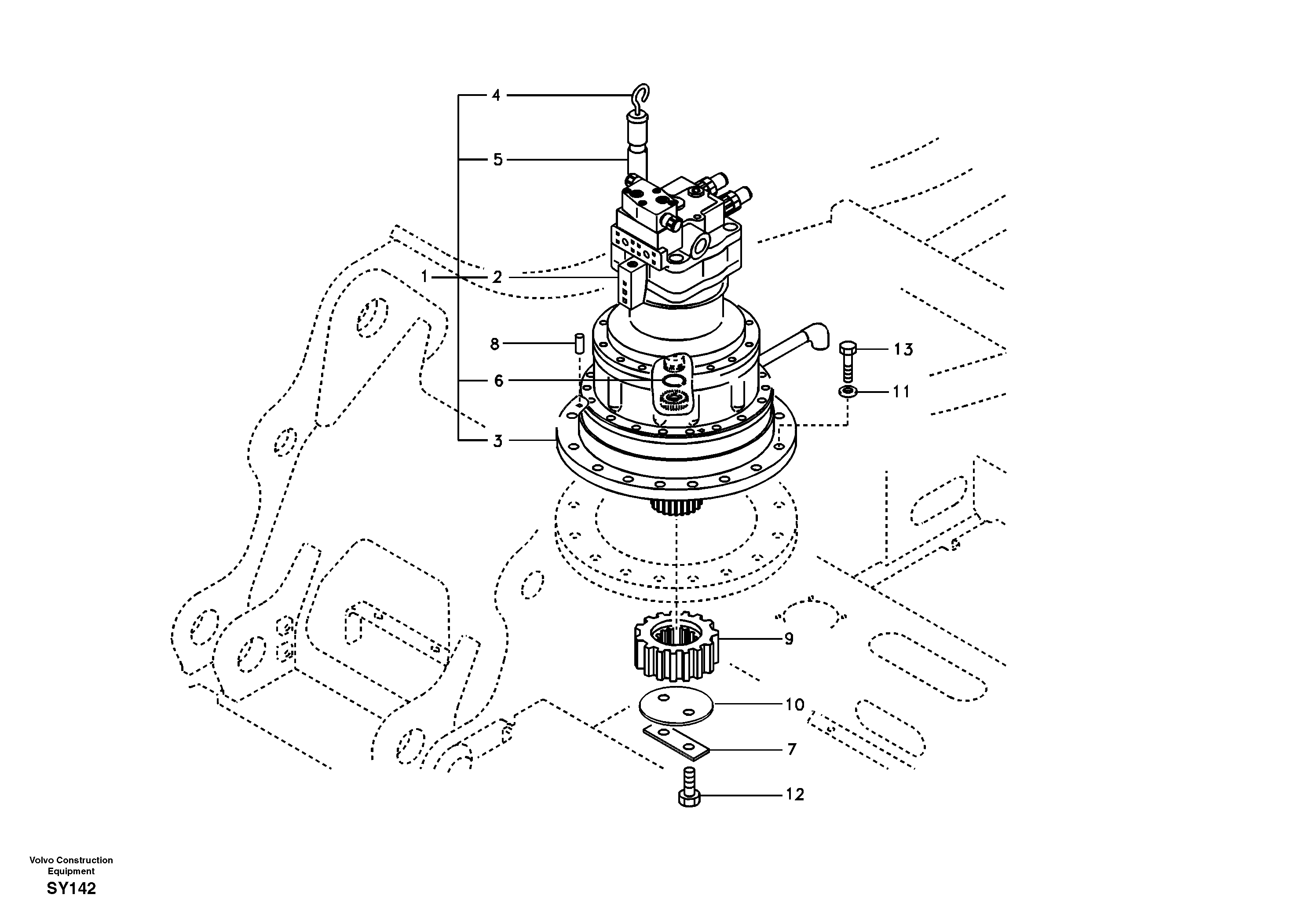 Схема запчастей Volvo EC290B - 72698 Swing motor with mounting parts EC290B SER NO INT 13562- EU & NA 80001-