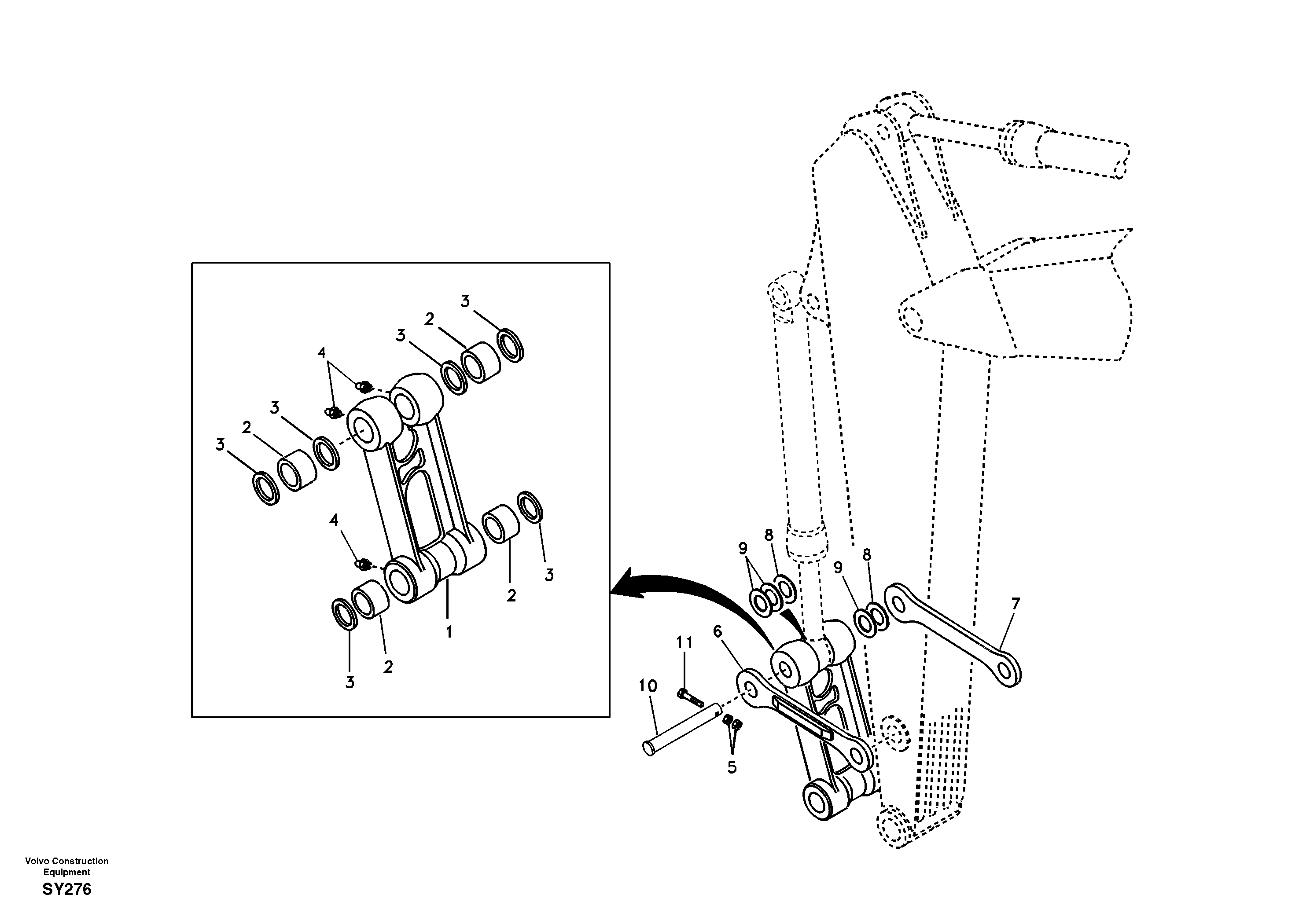 Схема запчастей Volvo EC290B - 102774 Links to connecting rod EC290B SER NO INT 13562- EU & NA 80001-