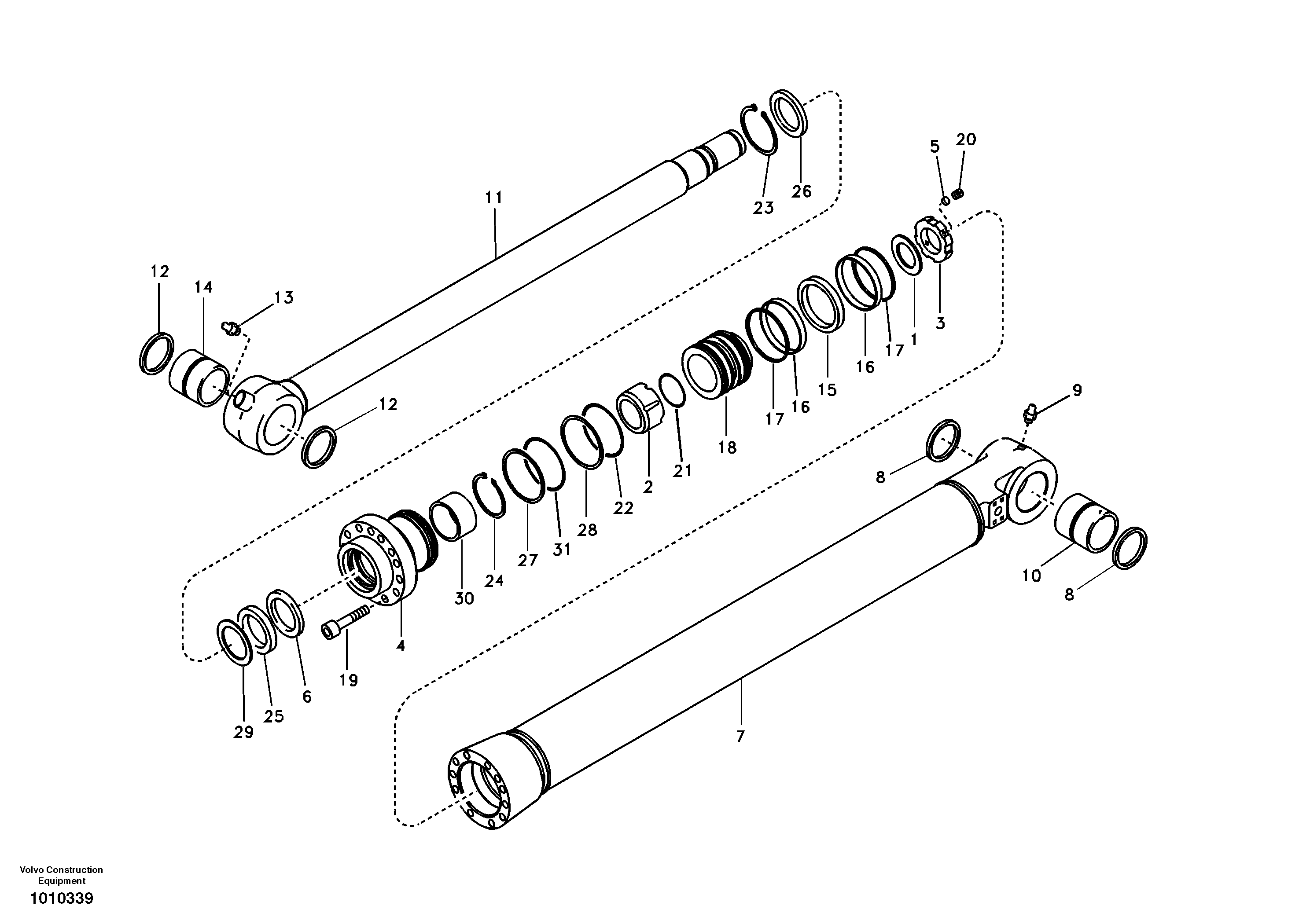 Схема запчастей Volvo EC290B - 59562 Bucket cylinder, long reach EC290B SER NO INT 13562- EU & NA 80001-