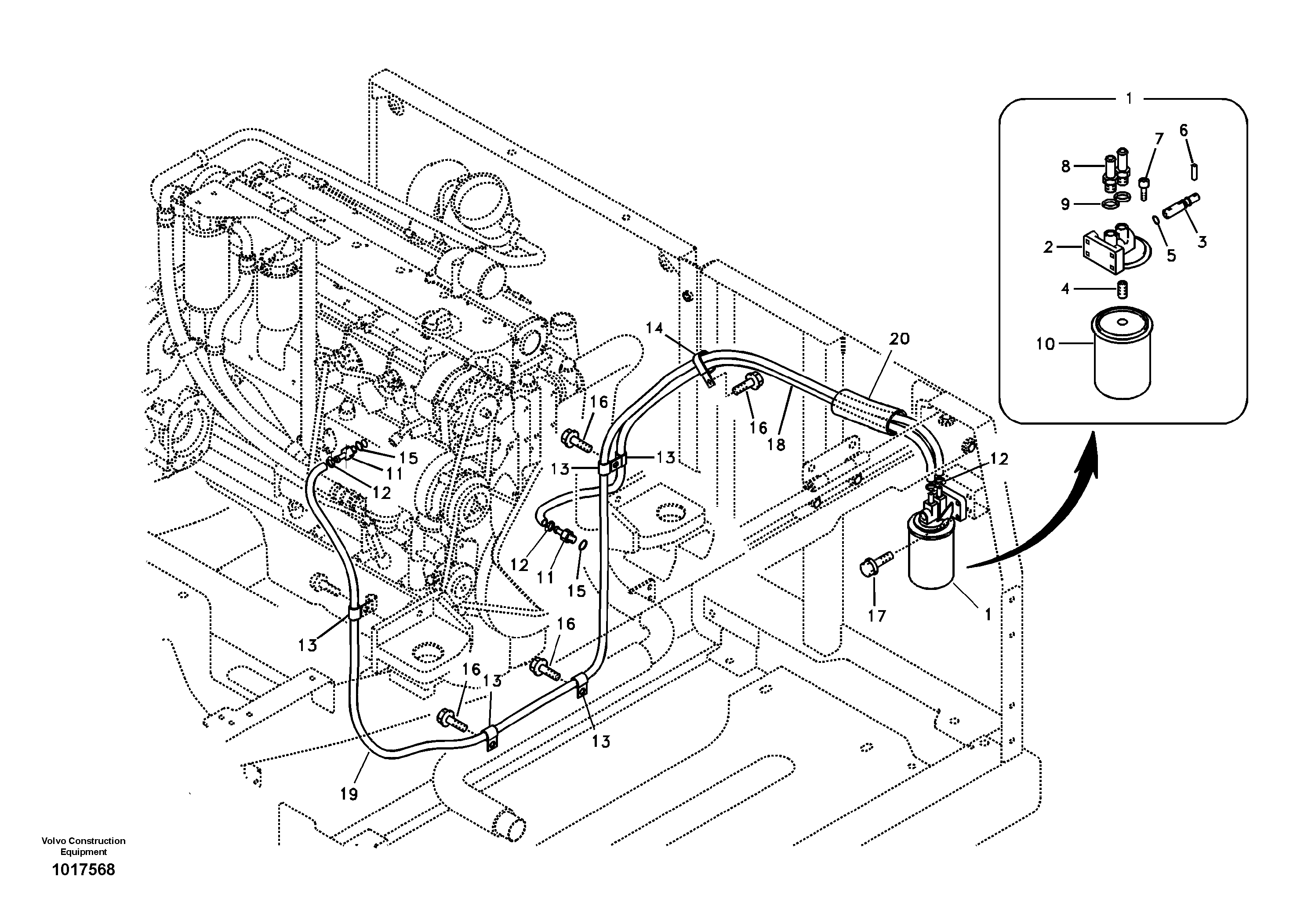 Схема запчастей Volvo EC290B - 45570 Coolant filter EC290B