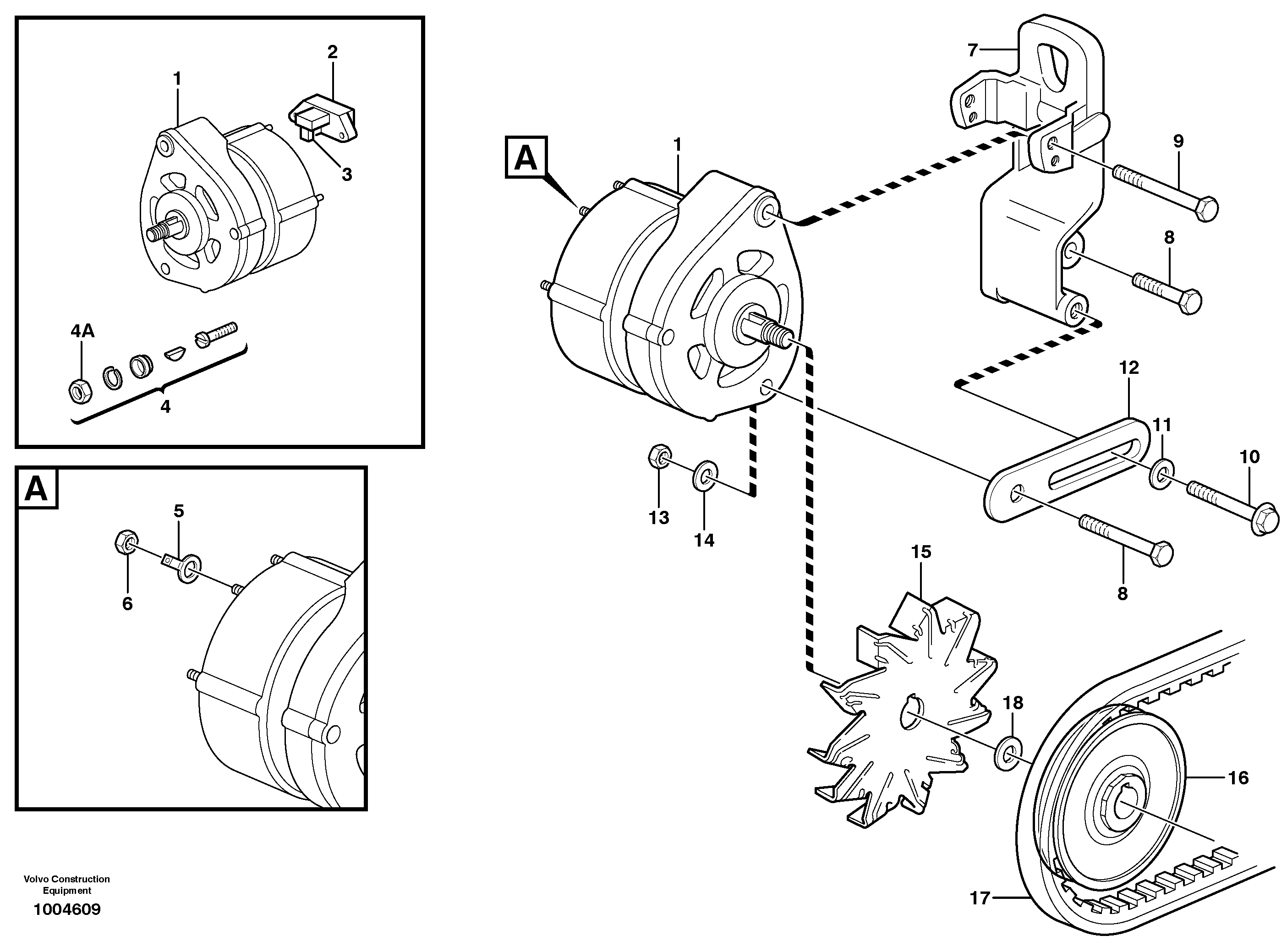 Схема запчастей Volvo EC290B - 4868 Alternator with assembling details EC290B