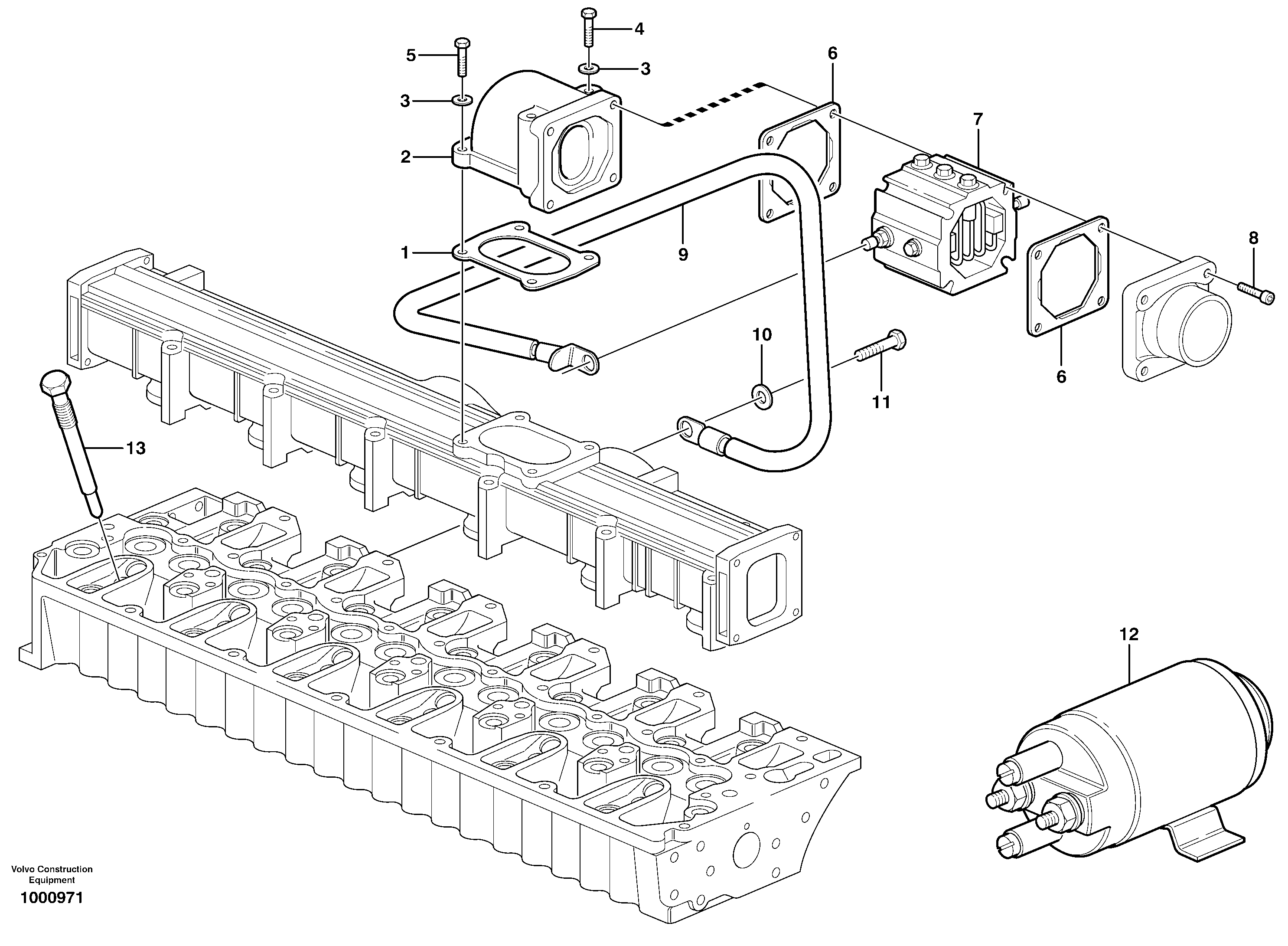 Схема запчастей Volvo EC290B - 86966 Pre-heater with fitting parts EC290B