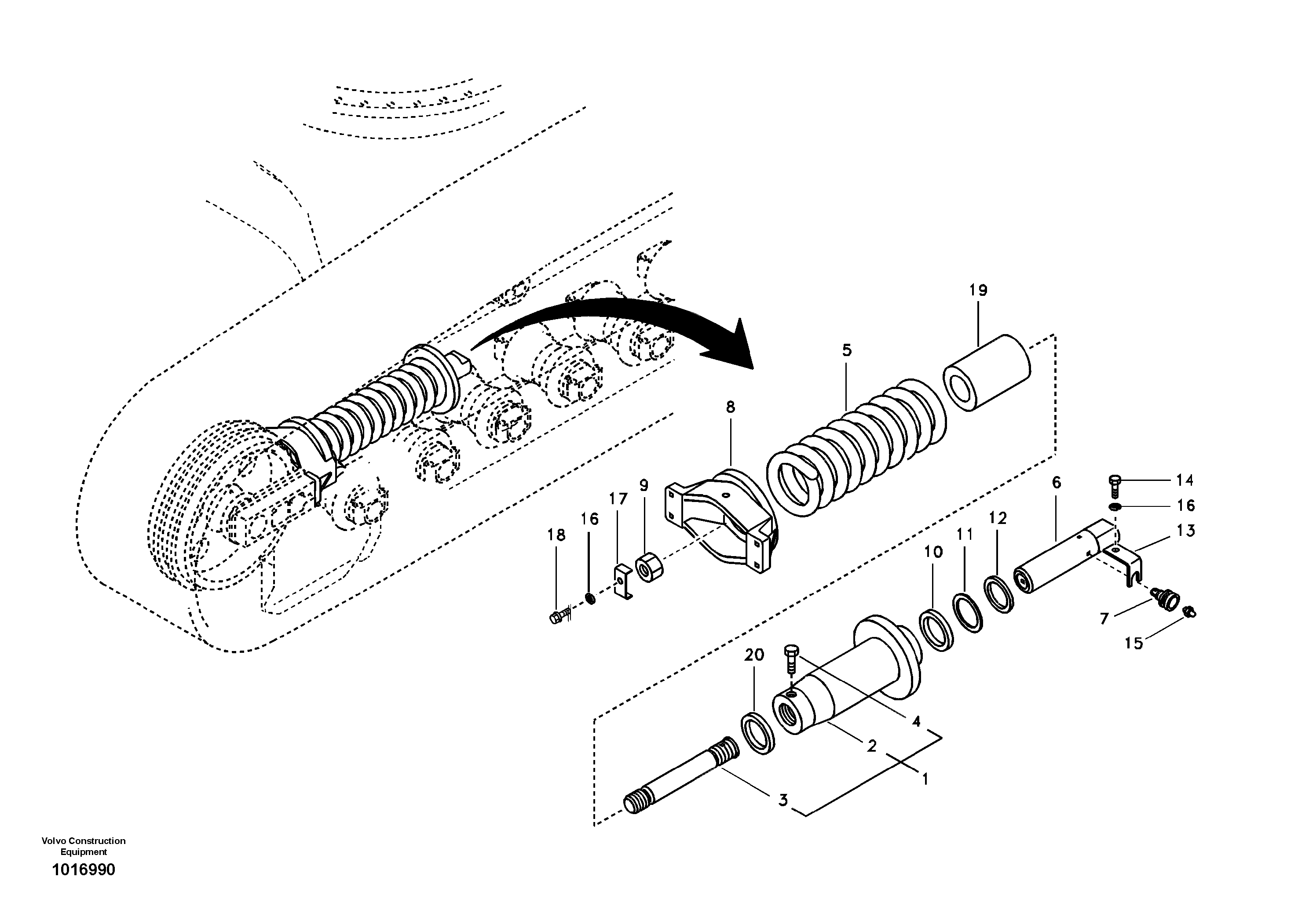 Схема запчастей Volvo EC290B - 90468 Undercarriage, spring package EC290B SER NO INT 13562- EU & NA 80001-