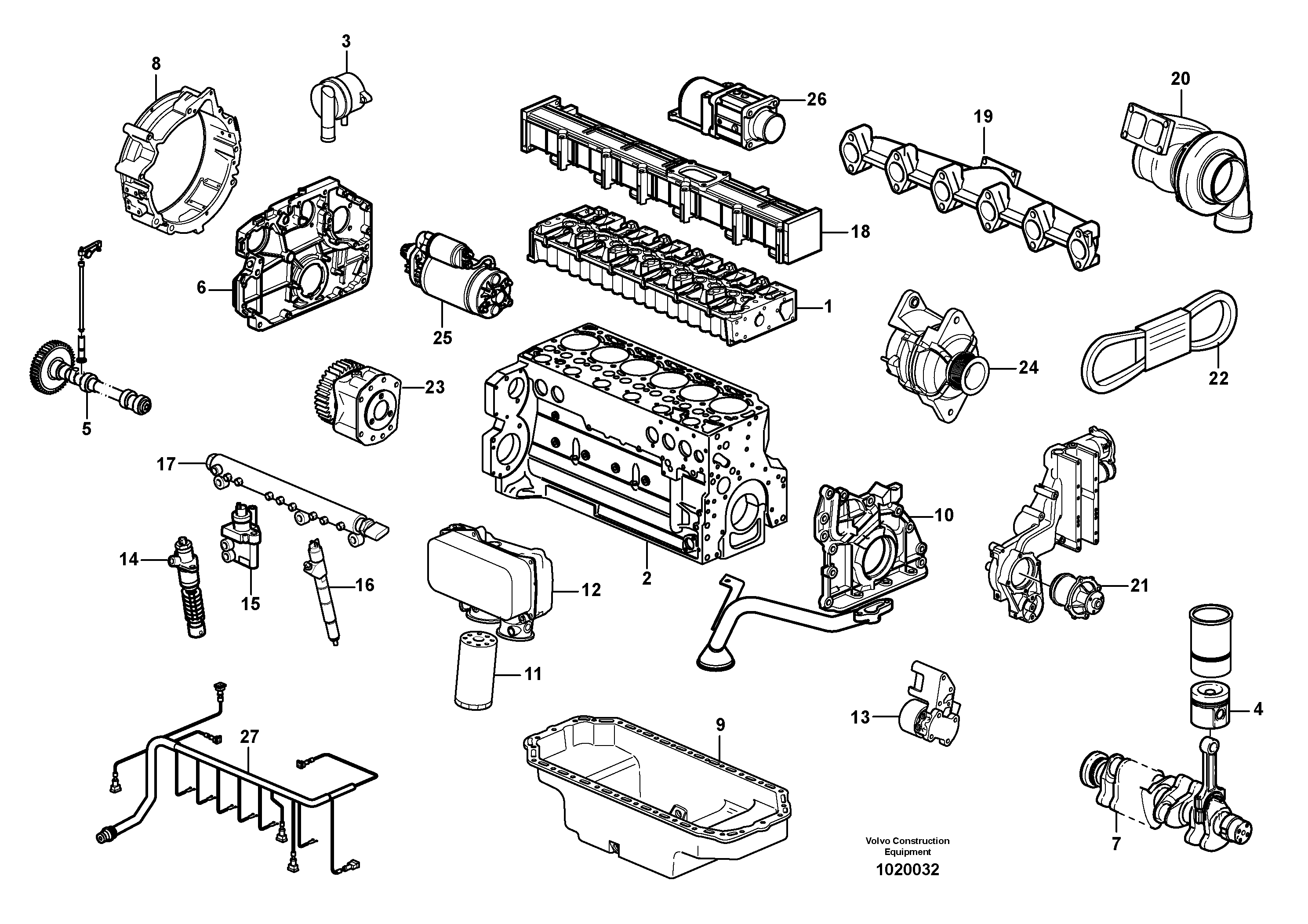 Схема запчастей Volvo EC290B - 93310 Двигатель в сборе EC290B PRIME S/N 17001-/85001- 35001-