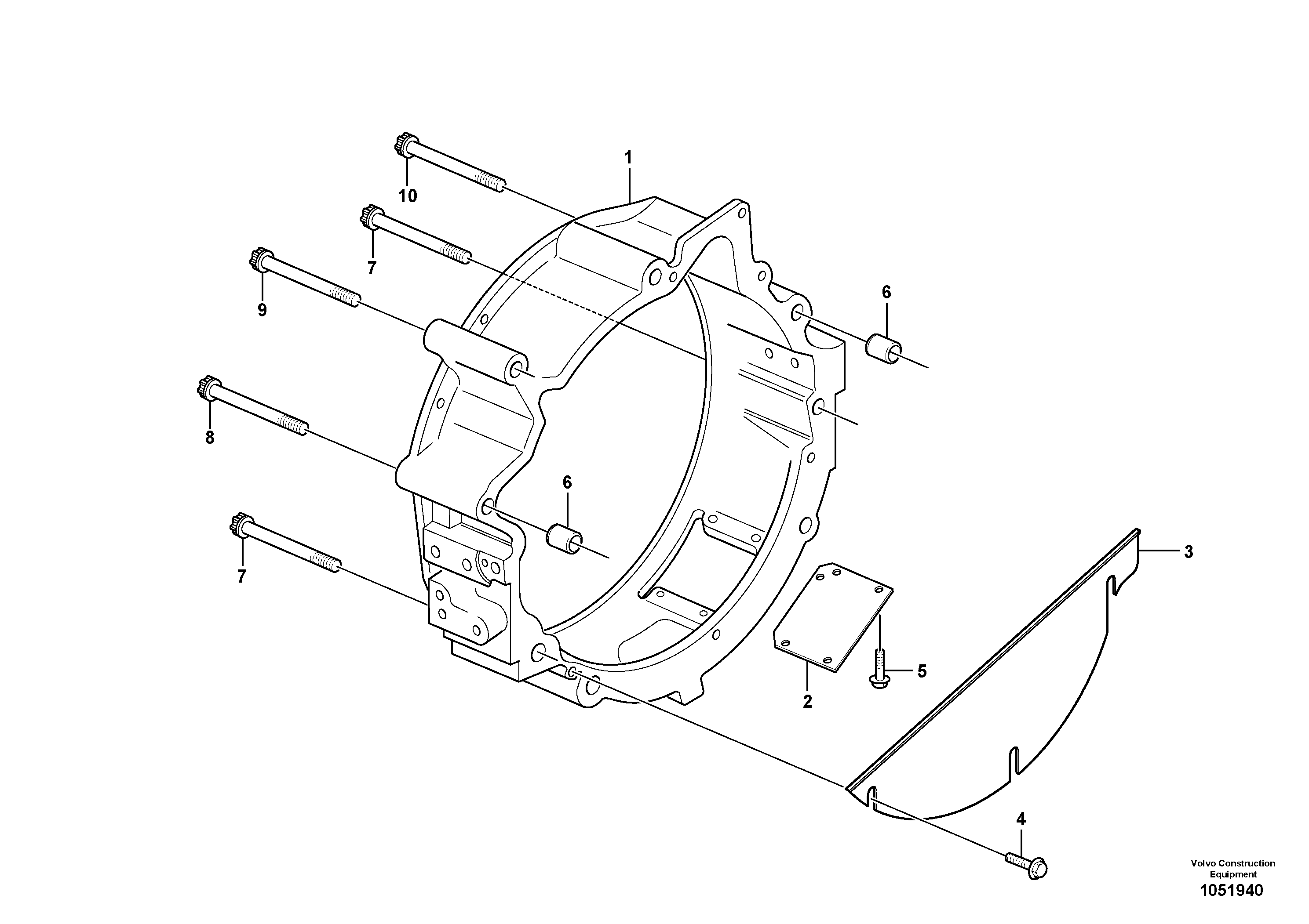 Схема запчастей Volvo EC290B - 88636 Картер маховика EC290B PRIME S/N 17001-/85001- 35001-