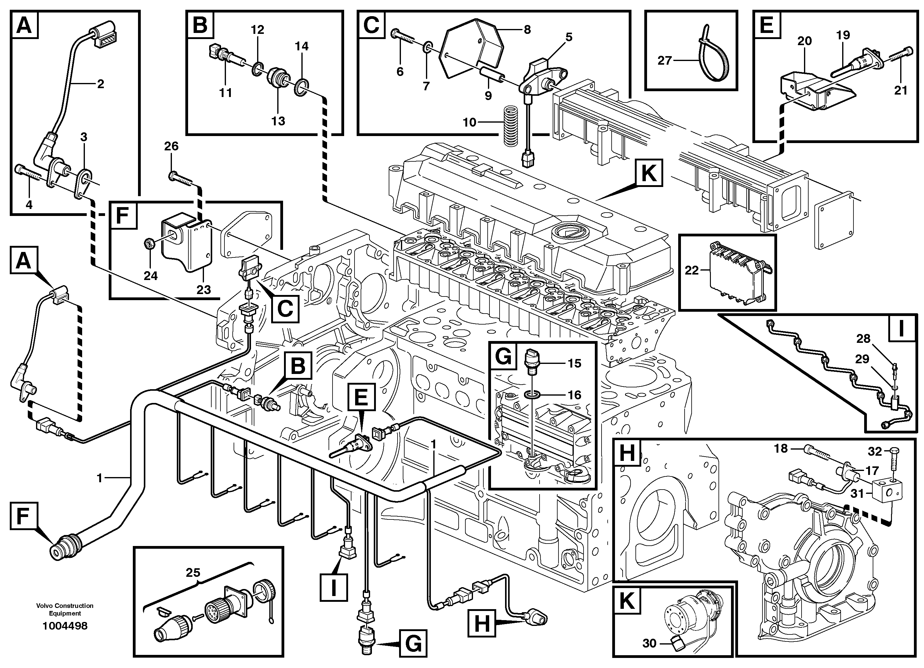 Схема запчастей Volvo EC290B - 84288 Cable harness, engine EC290B
