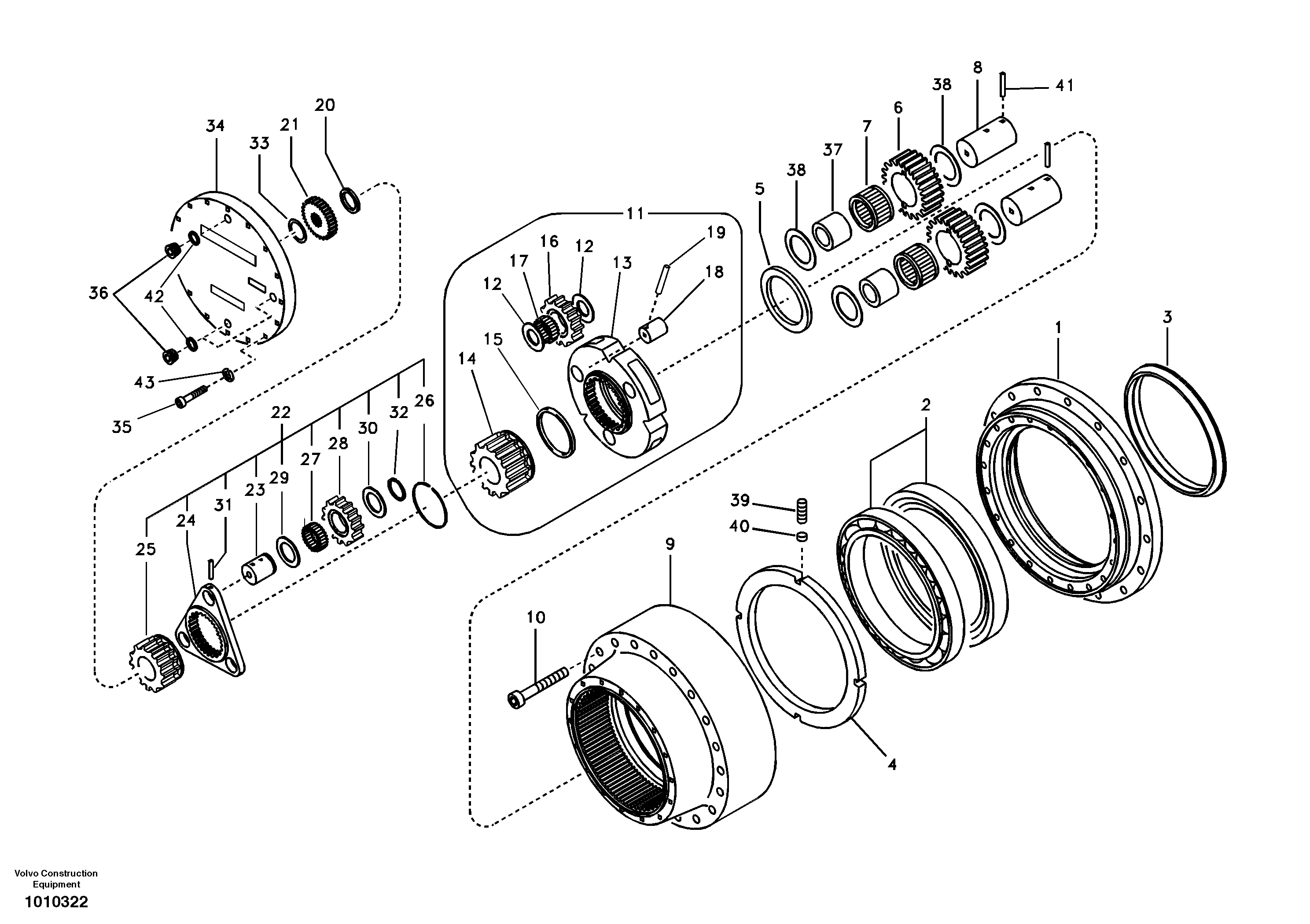 Схема запчастей Volvo EC290B - 95833 Travel gearbox EC290B