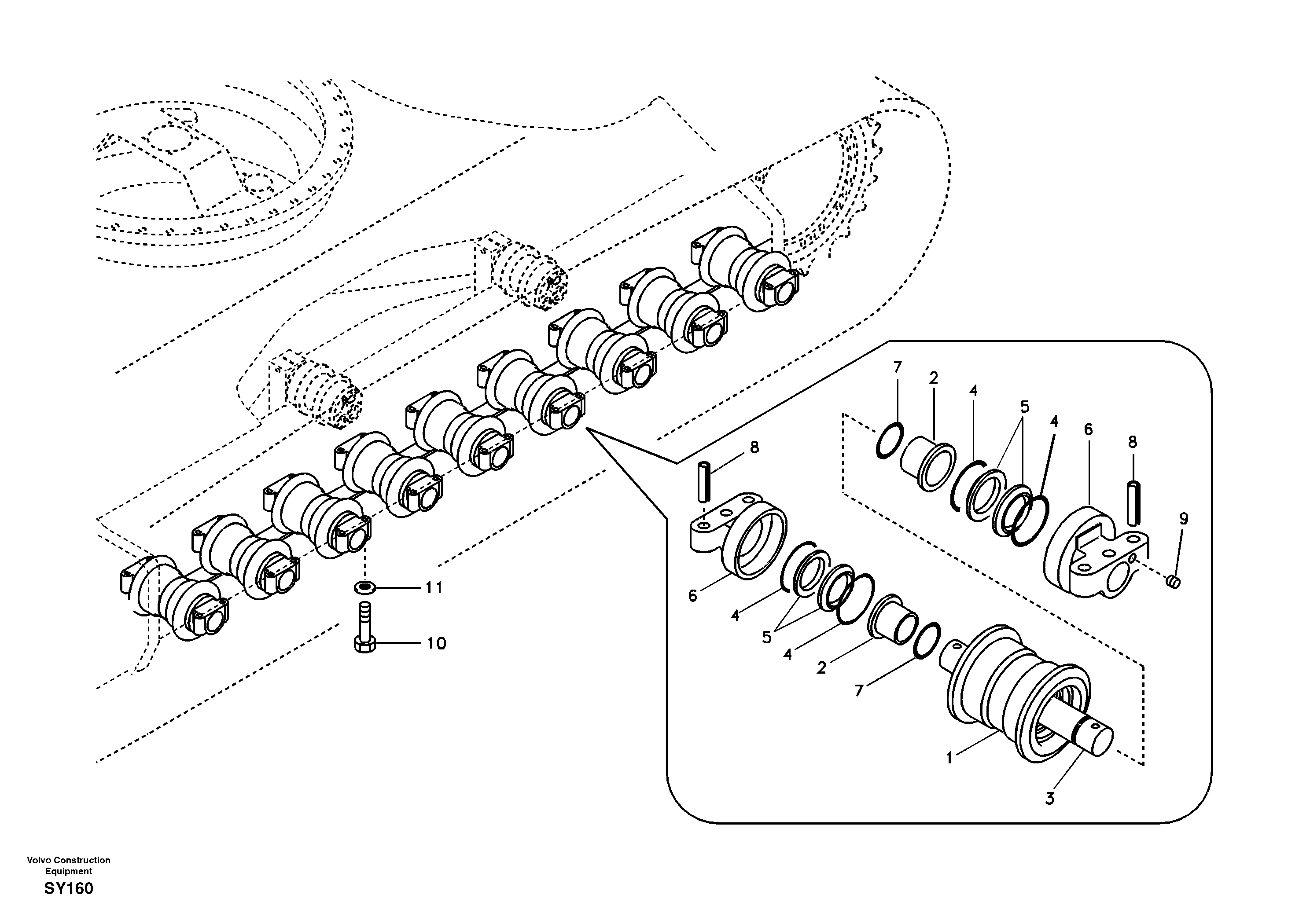 Схема запчастей Volvo EC290B - 17246 Bottom roller EC290B