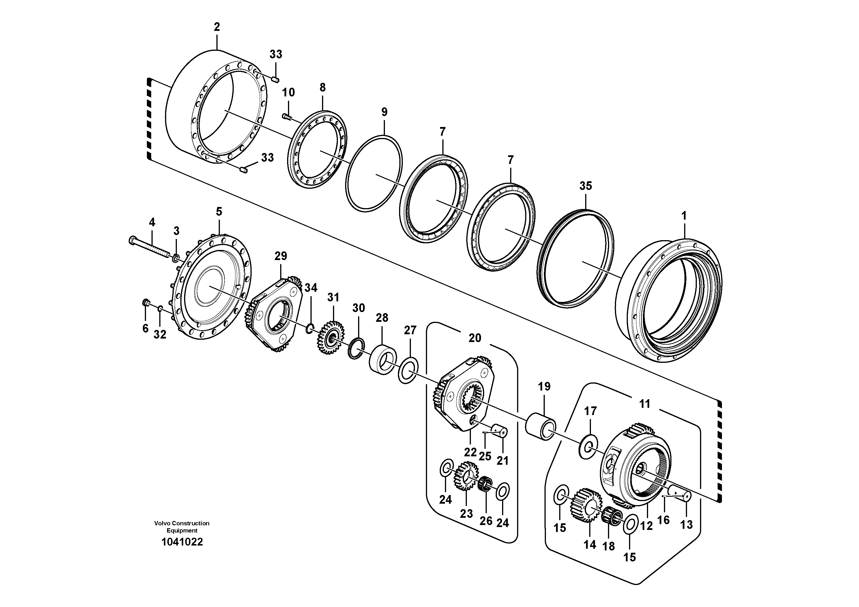 Схема запчастей Volvo EC290B - 88071 Travel gearbox EC290B PRIME S/N 17001-/85001- 35001-