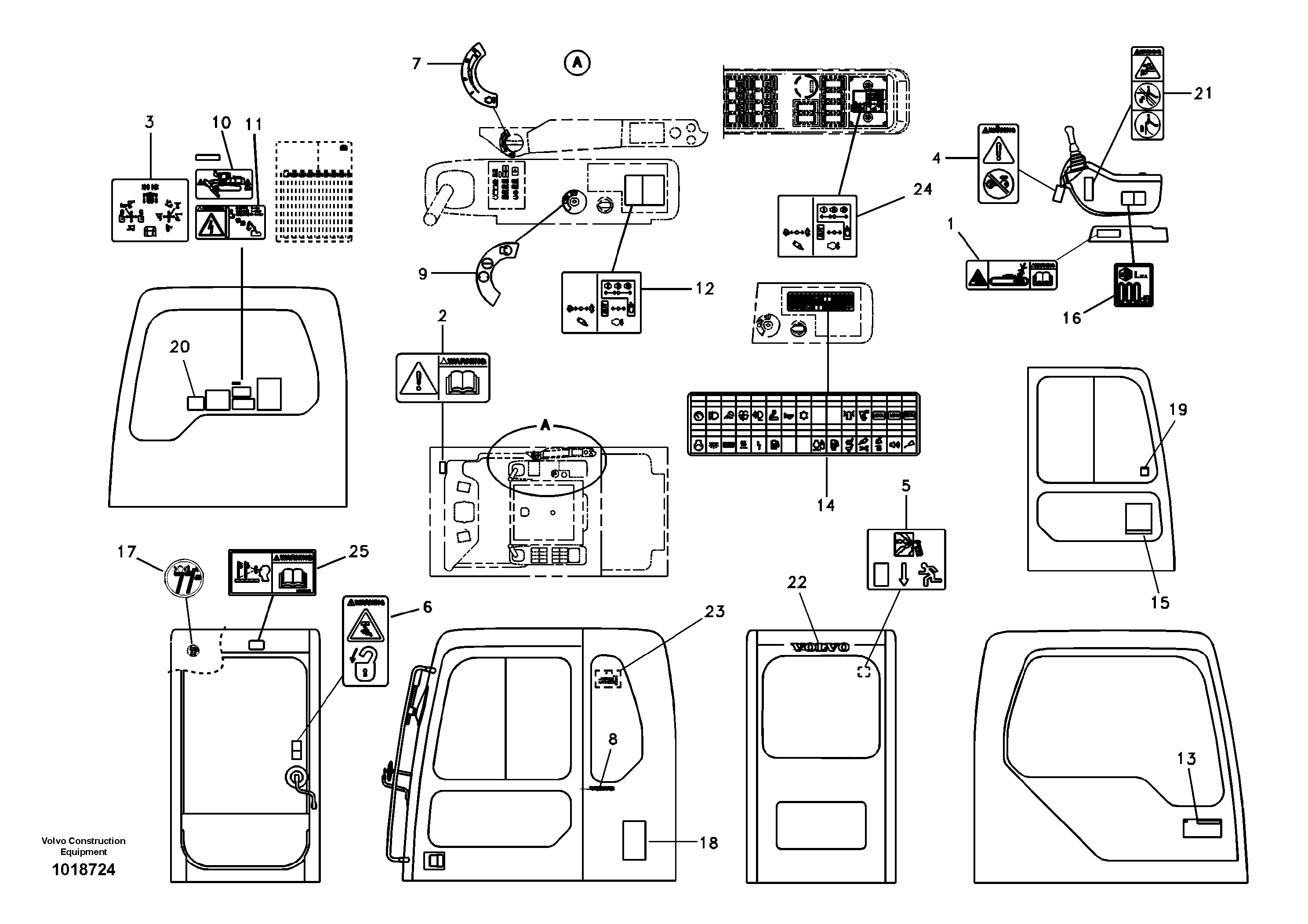 Схема запчастей Volvo EC290B - 44081 Decal, inner location EC290B SER NO INT 13562- EU & NA 80001-