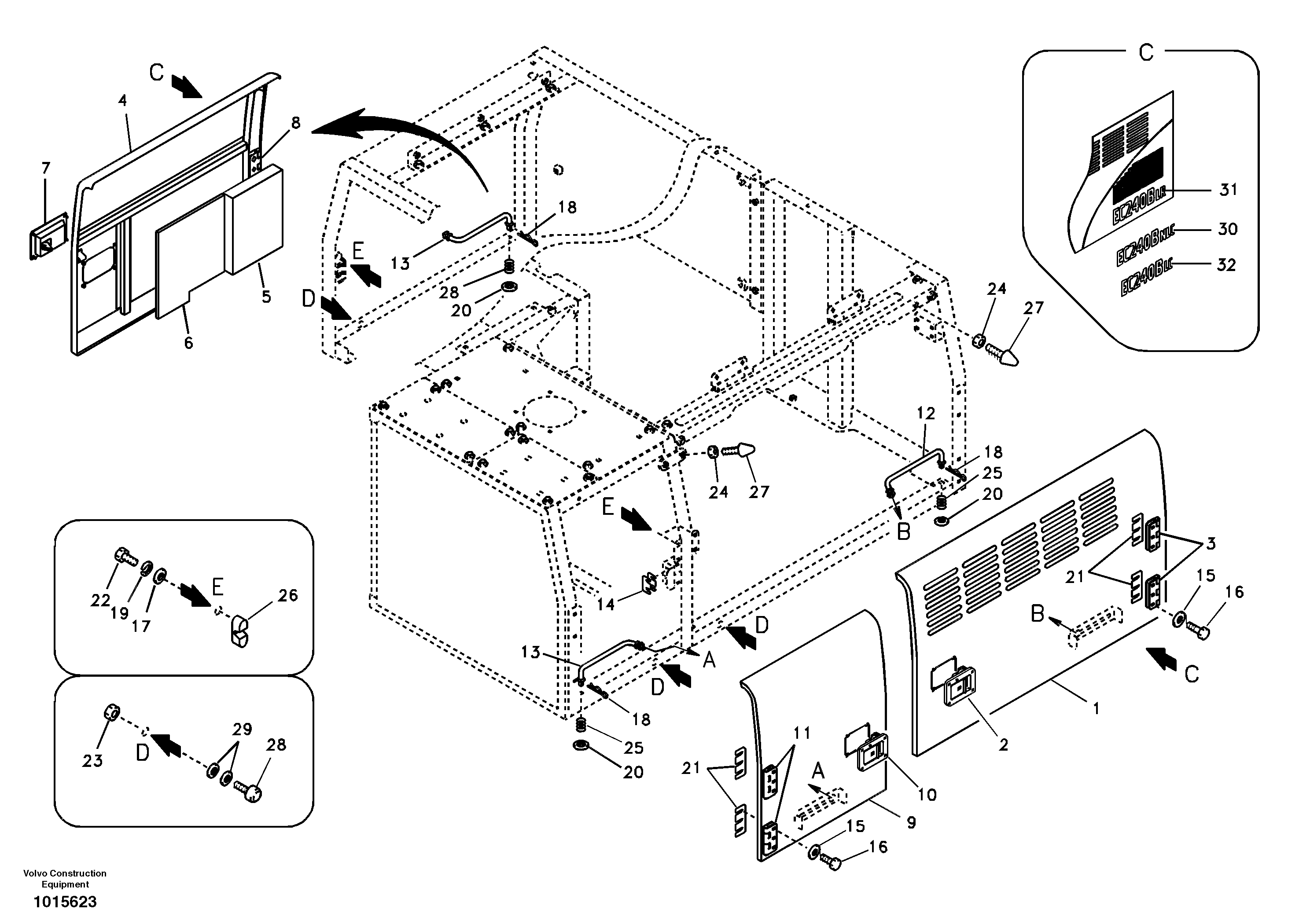 Схема запчастей Volvo EC290B - 54710 Door, side EC290B