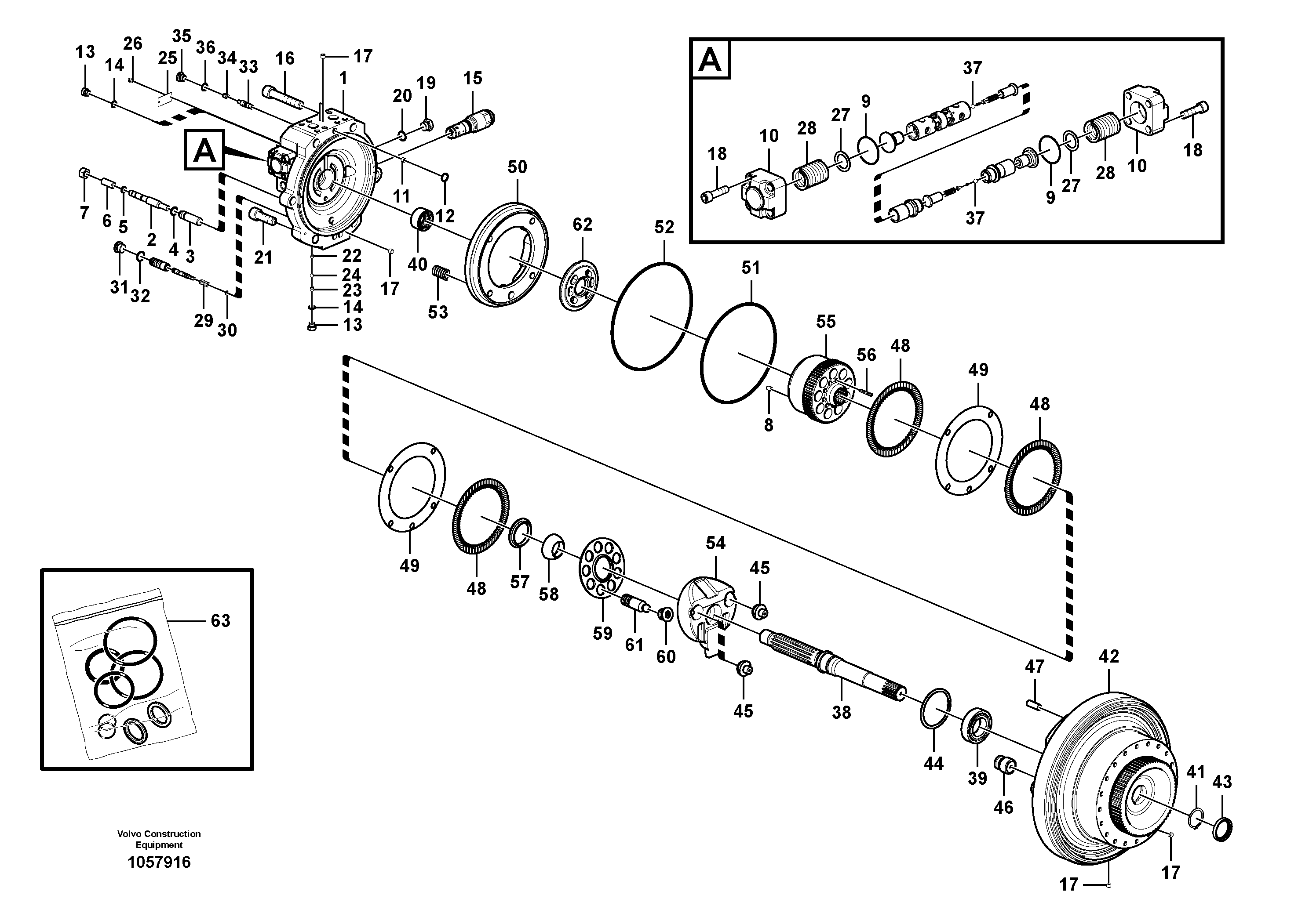 Схема запчастей Volvo EC290B - 96784 Гидромотор хода EC290B PRIME S/N 17001-/85001- 35001-