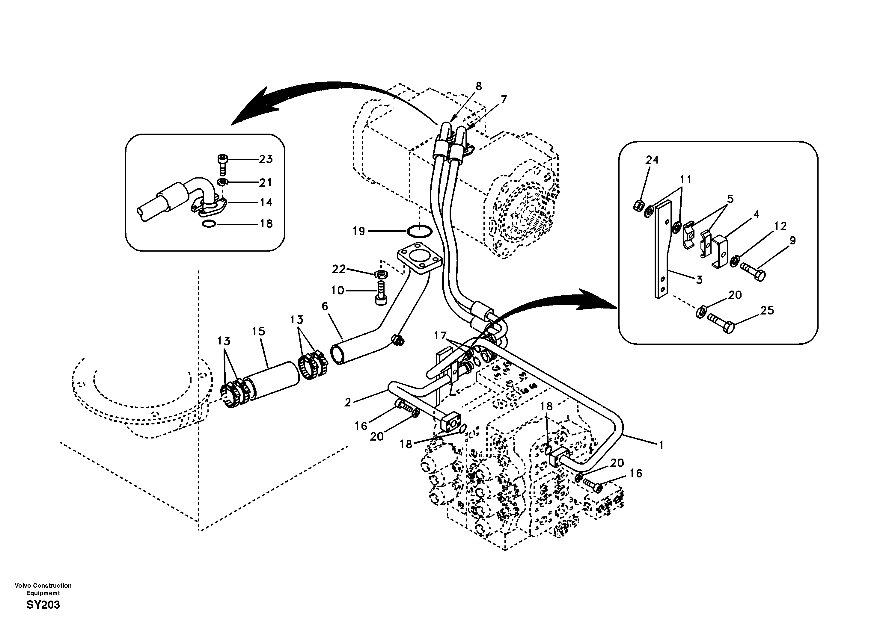 Схема запчастей Volvo EC290B - 10842 Hydraulic system, hydraulic pump pulse damper EC290B SER NO INT 13562- EU & NA 80001-