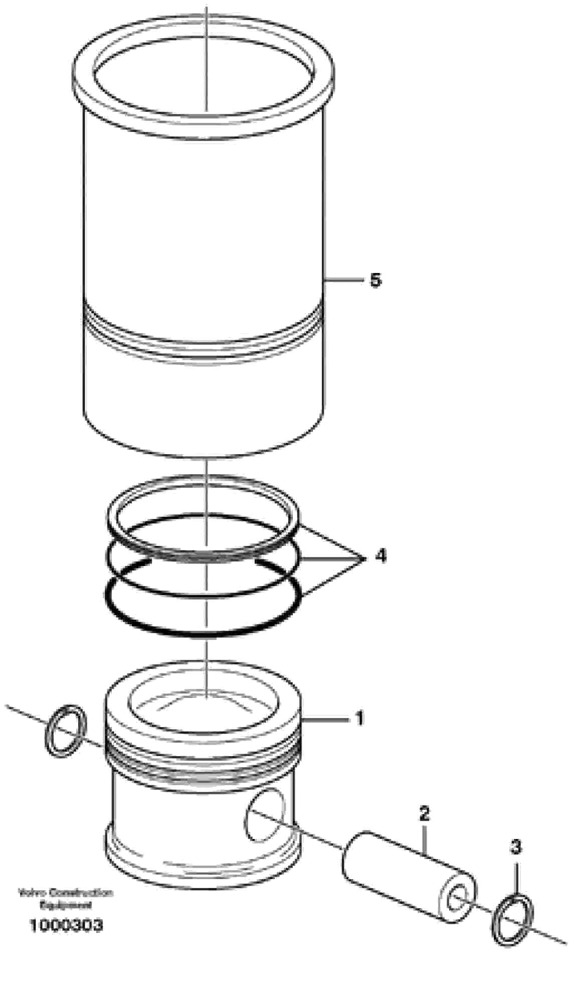 Схема запчастей Volvo EC290B - 23835 Cylinder liner and piston EC290B SER NO INT 13562- EU & NA 80001-