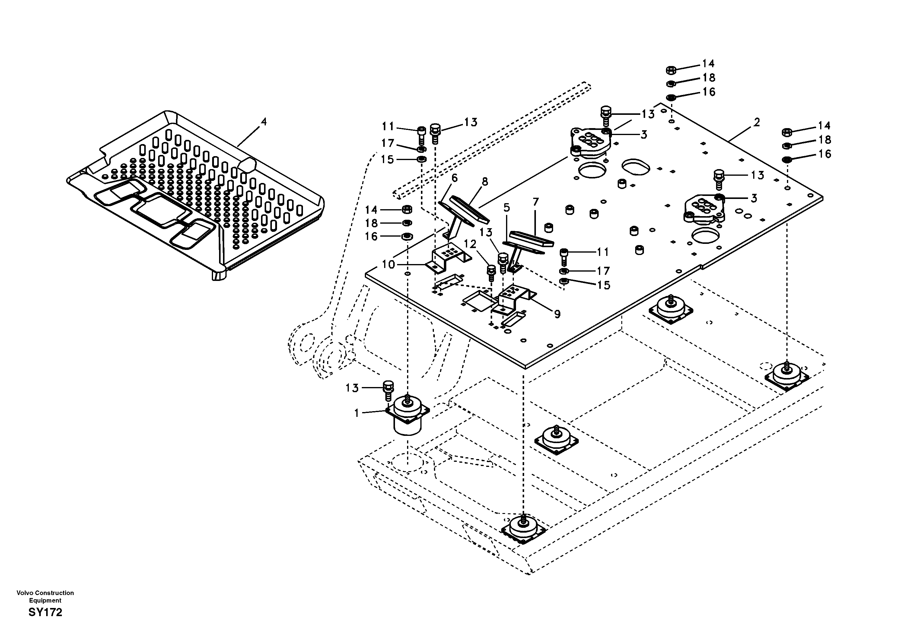 Схема запчастей Volvo EC290B - 14221 Cabin floor EC290B