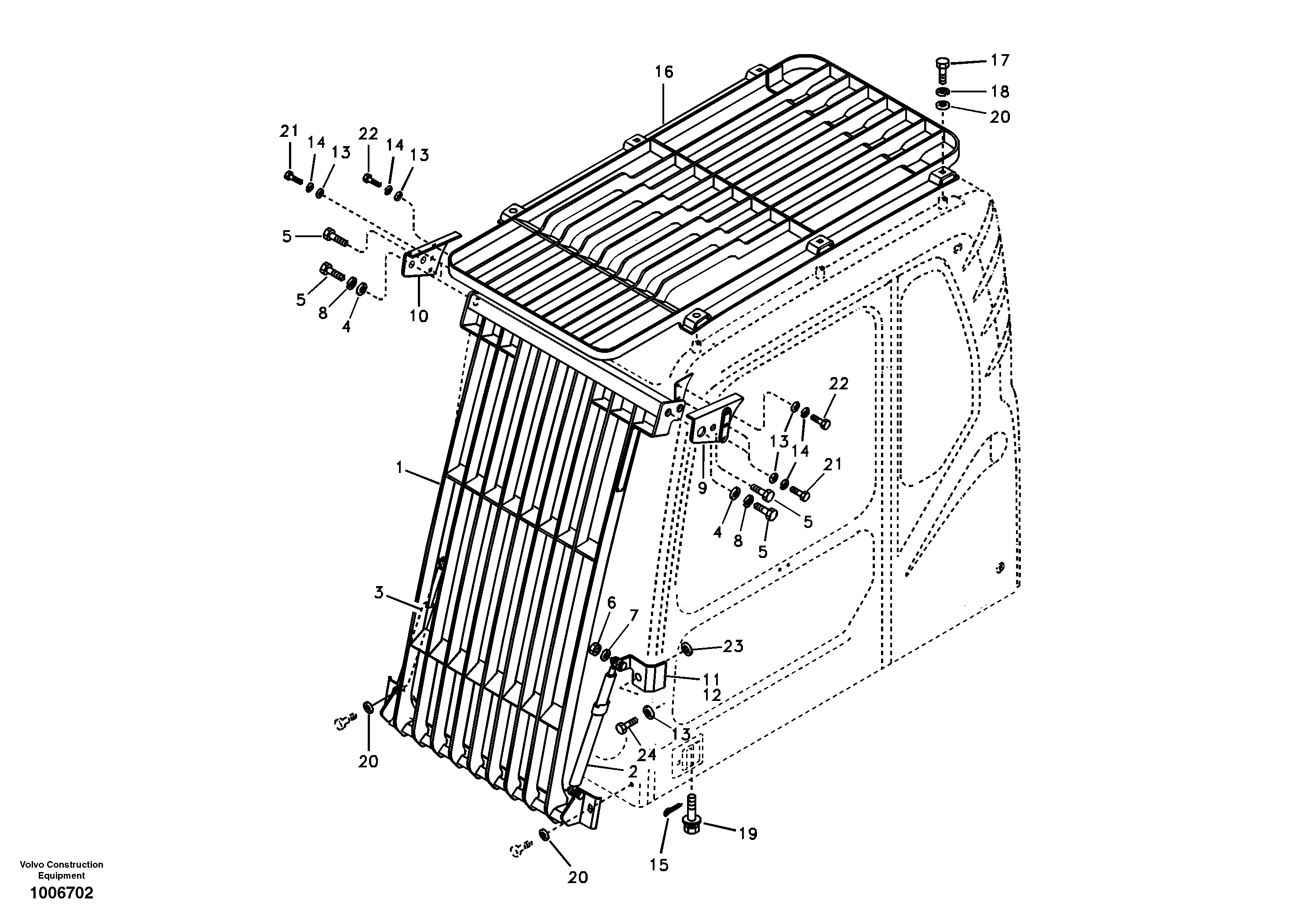 Схема запчастей Volvo EC290B - 37420 Falling object guards EC290B