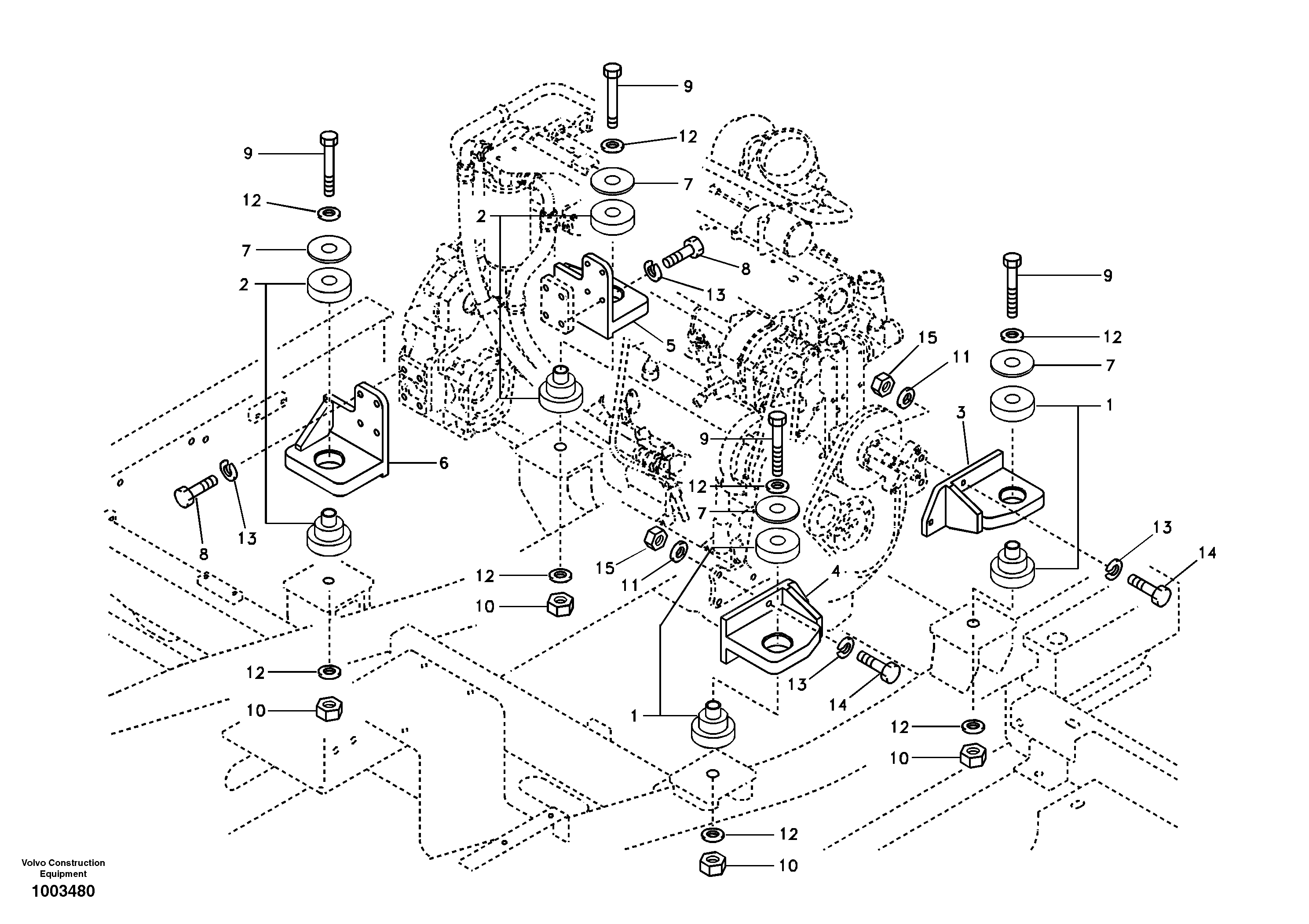 Схема запчастей Volvo EC290B - 25861 Engine mount EC290B SER NO INT 13562- EU & NA 80001-