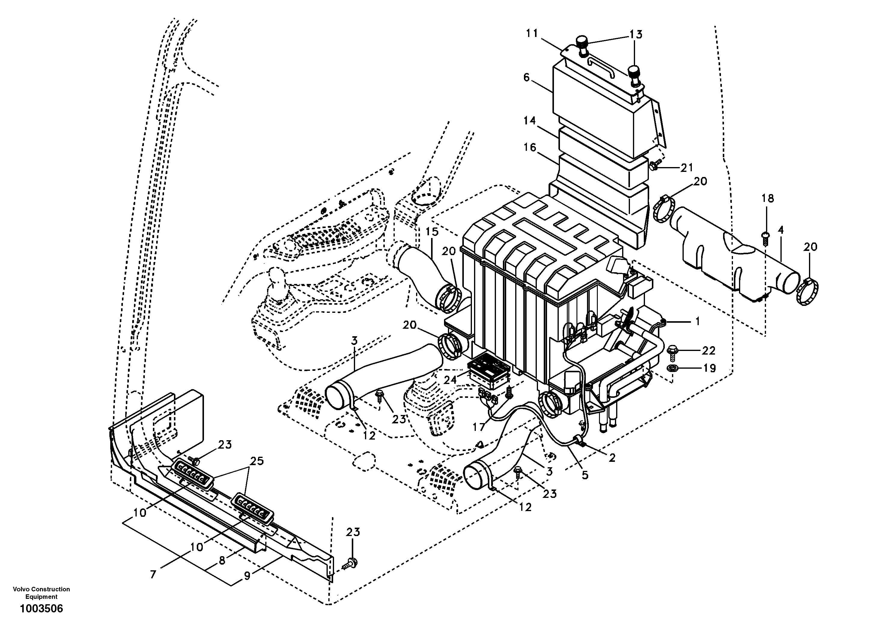 Схема запчастей Volvo EC290B - 31455 Air duct in cabin and cabin floor EC290B