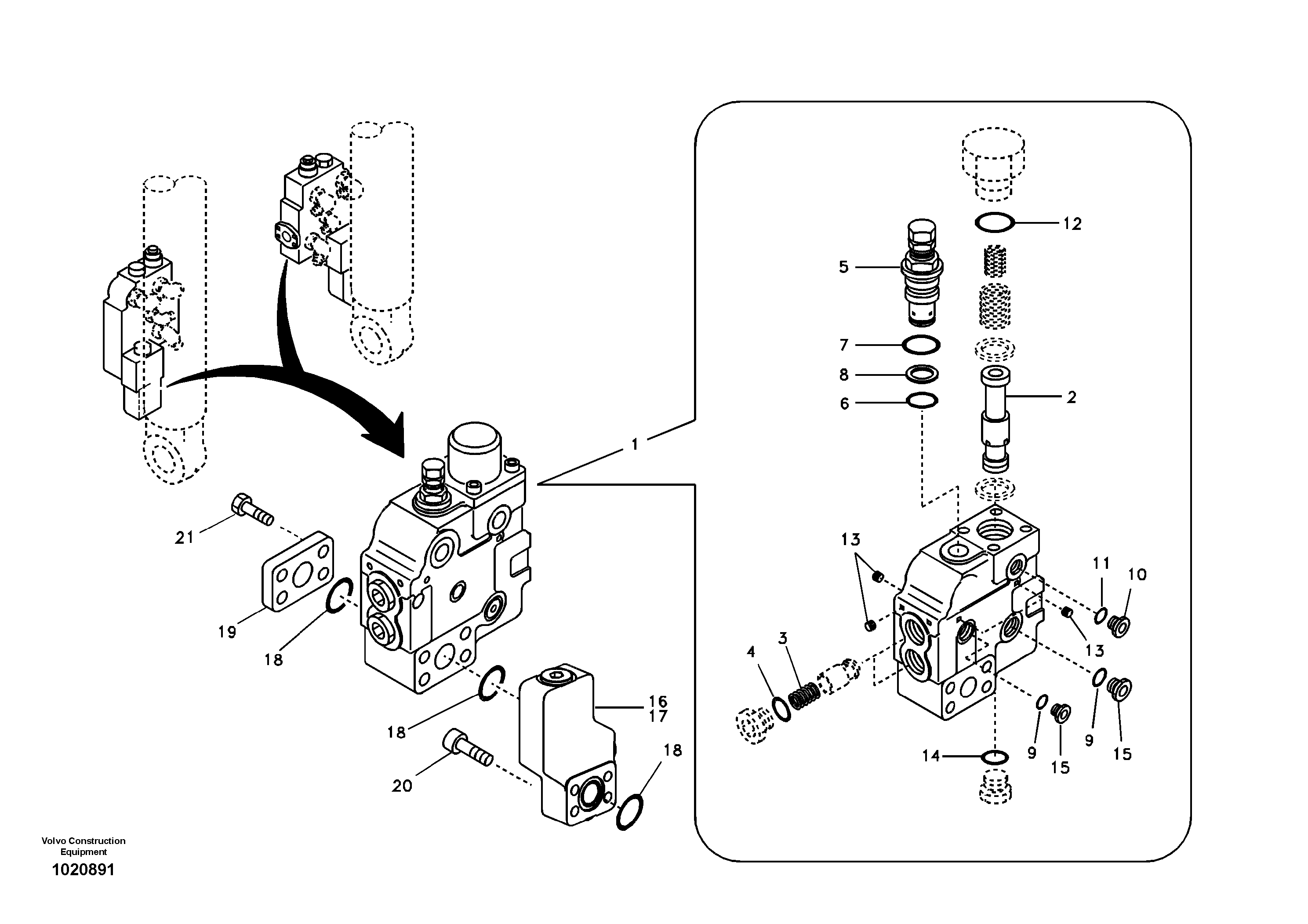 Схема запчастей Volvo EC290B - 95193 Working hydraulic, boom rupture valve mount EC290B SER NO INT 13562- EU & NA 80001-