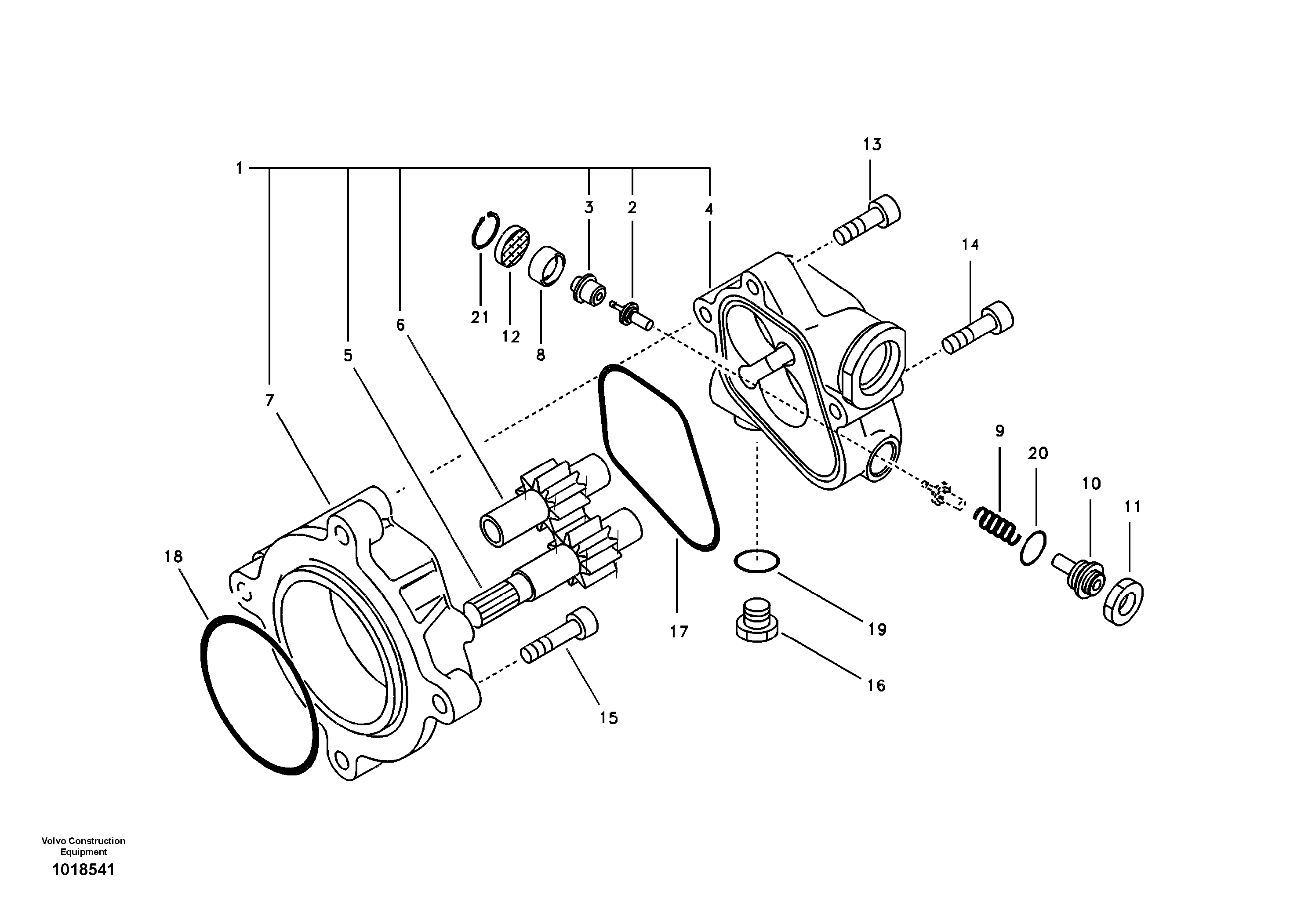 Схема запчастей Volvo EC290B - 27547 Гидронасос (шестеренчатый) EC290B SER NO INT 13562- EU & NA 80001-