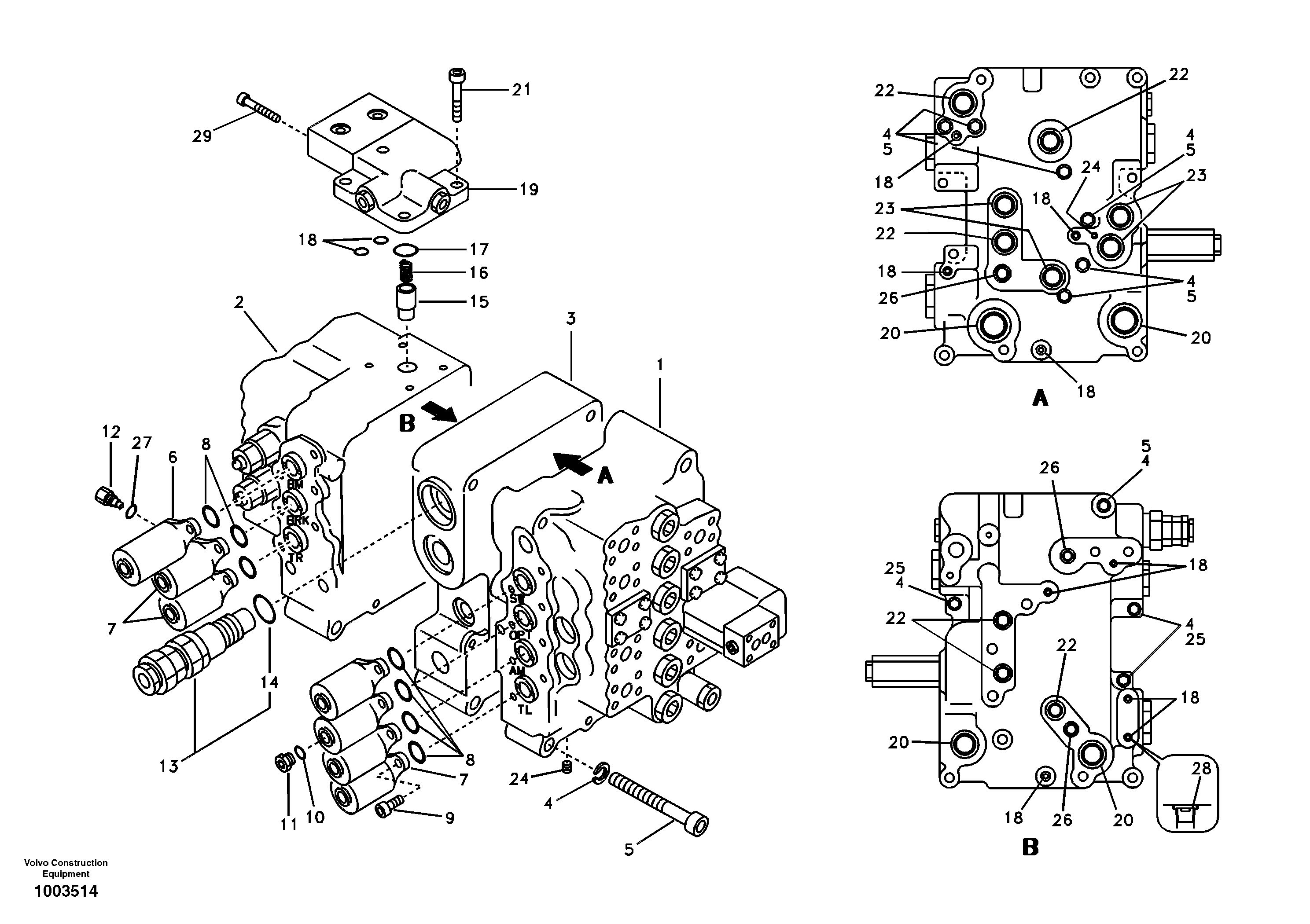 Схема запчастей Volvo EC290B - 47109 Main control valve, relife valve and boom holding EC290B