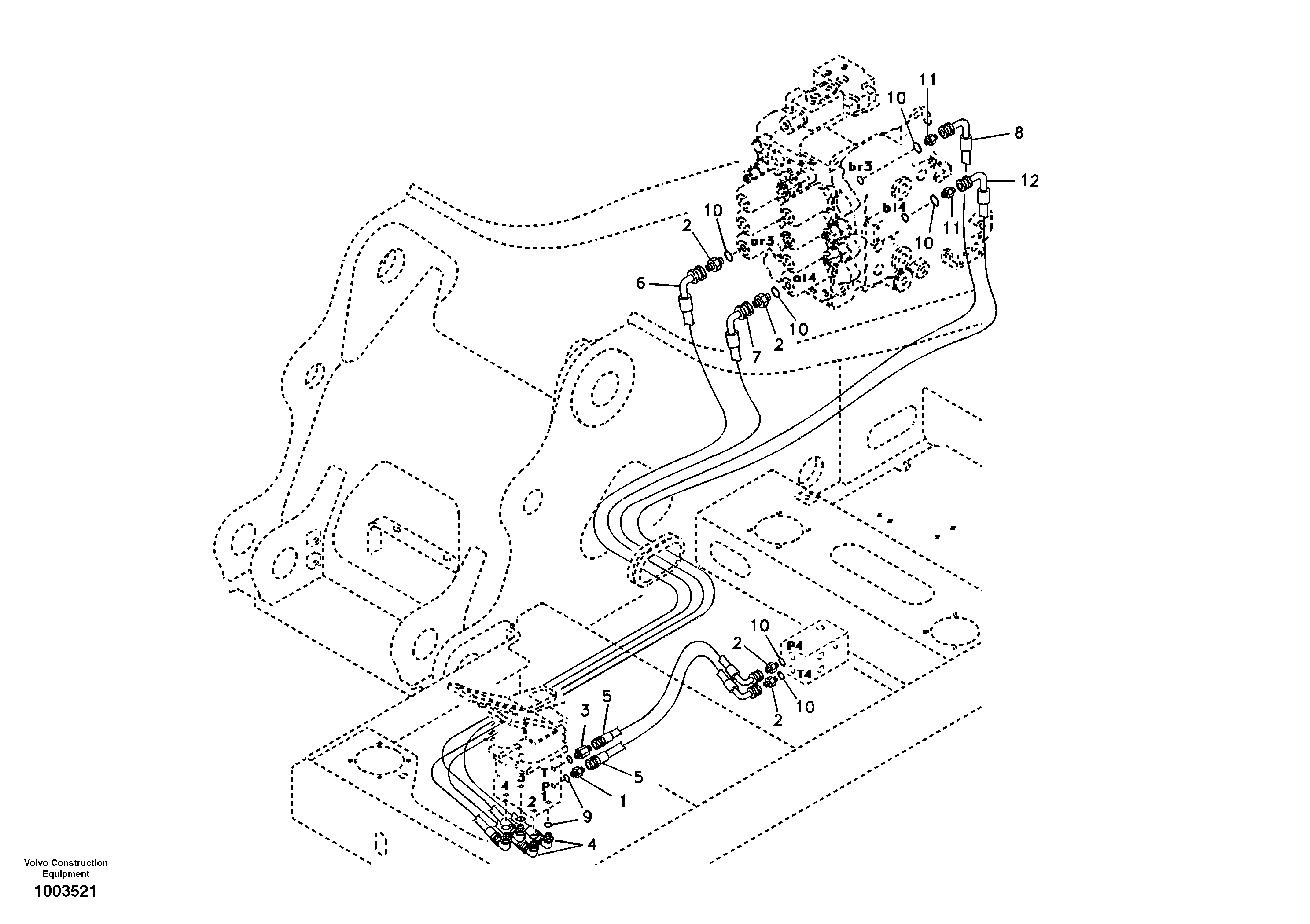 Схема запчастей Volvo EC290B - 55099 Servo system, control valve to remote control valve pedal EC290B SER NO INT 13562- EU & NA 80001-