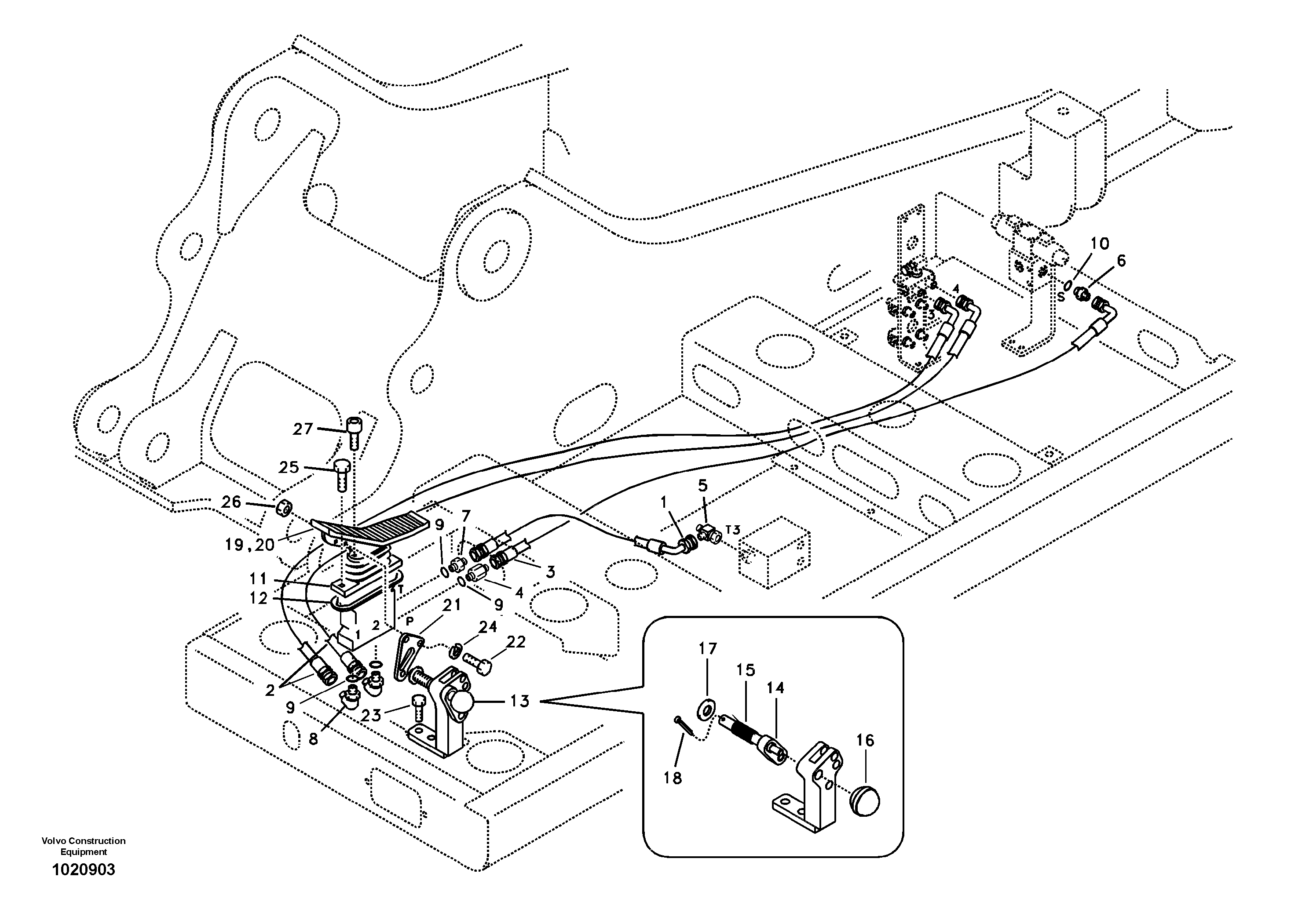 Схема запчастей Volvo EC290B - 93888 Servo system, hammer and shear EC290B SER NO INT 13562- EU & NA 80001-