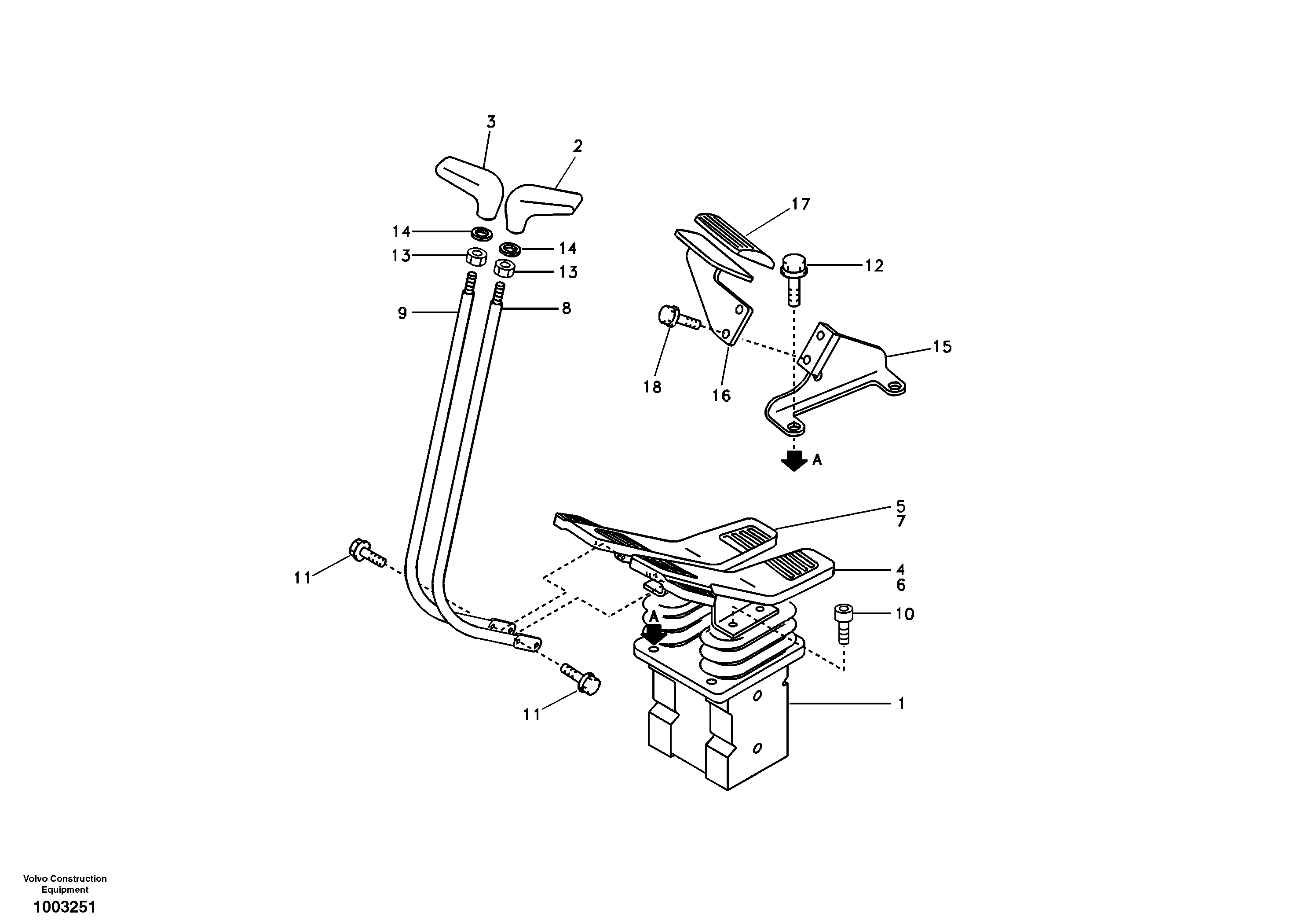 Схема запчастей Volvo EC290B - 22504 Remote control valve pedal with fitting parts EC290B