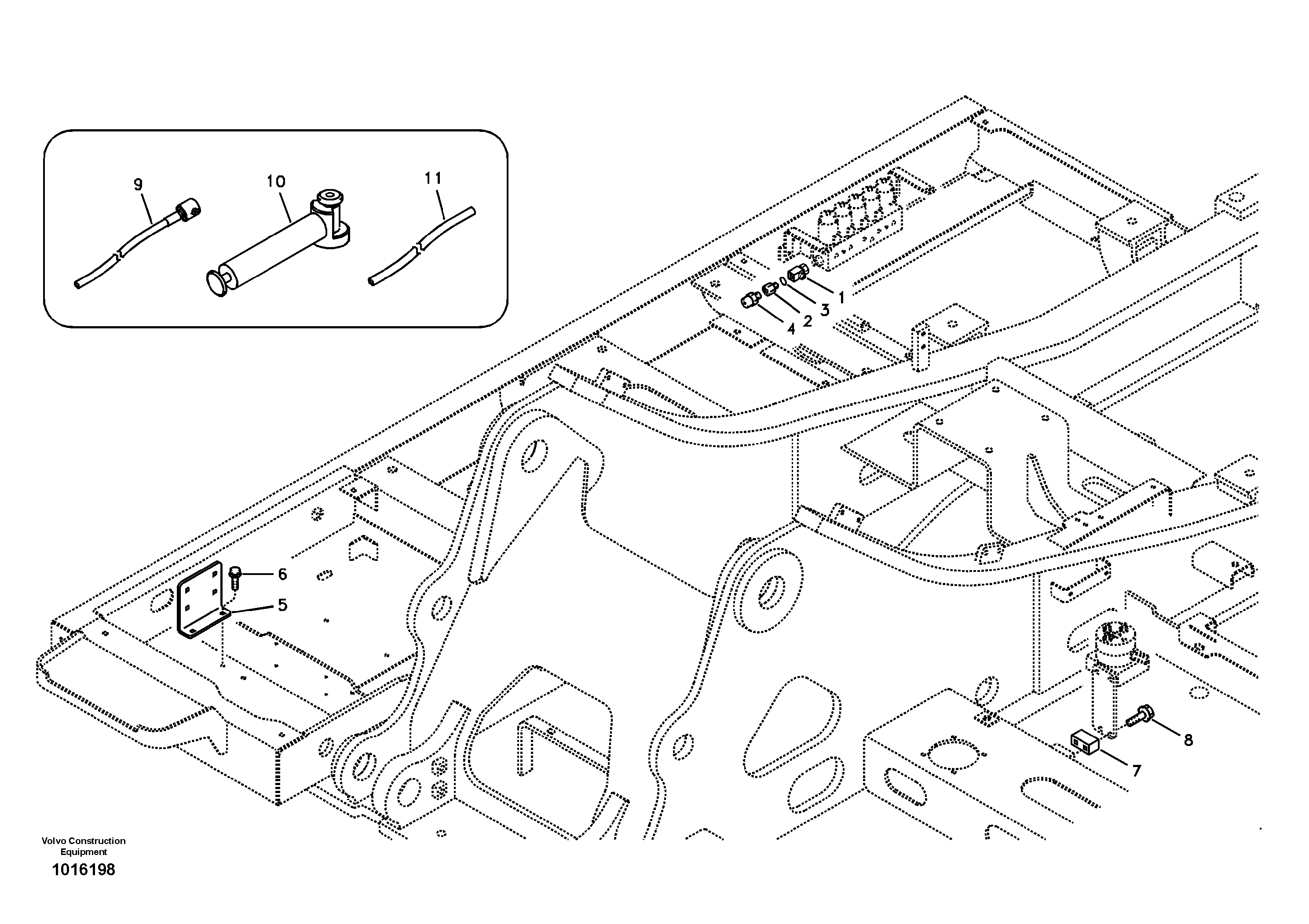 Схема запчастей Volvo EC290B - 98747 Servo system, pressure check connection EC290B