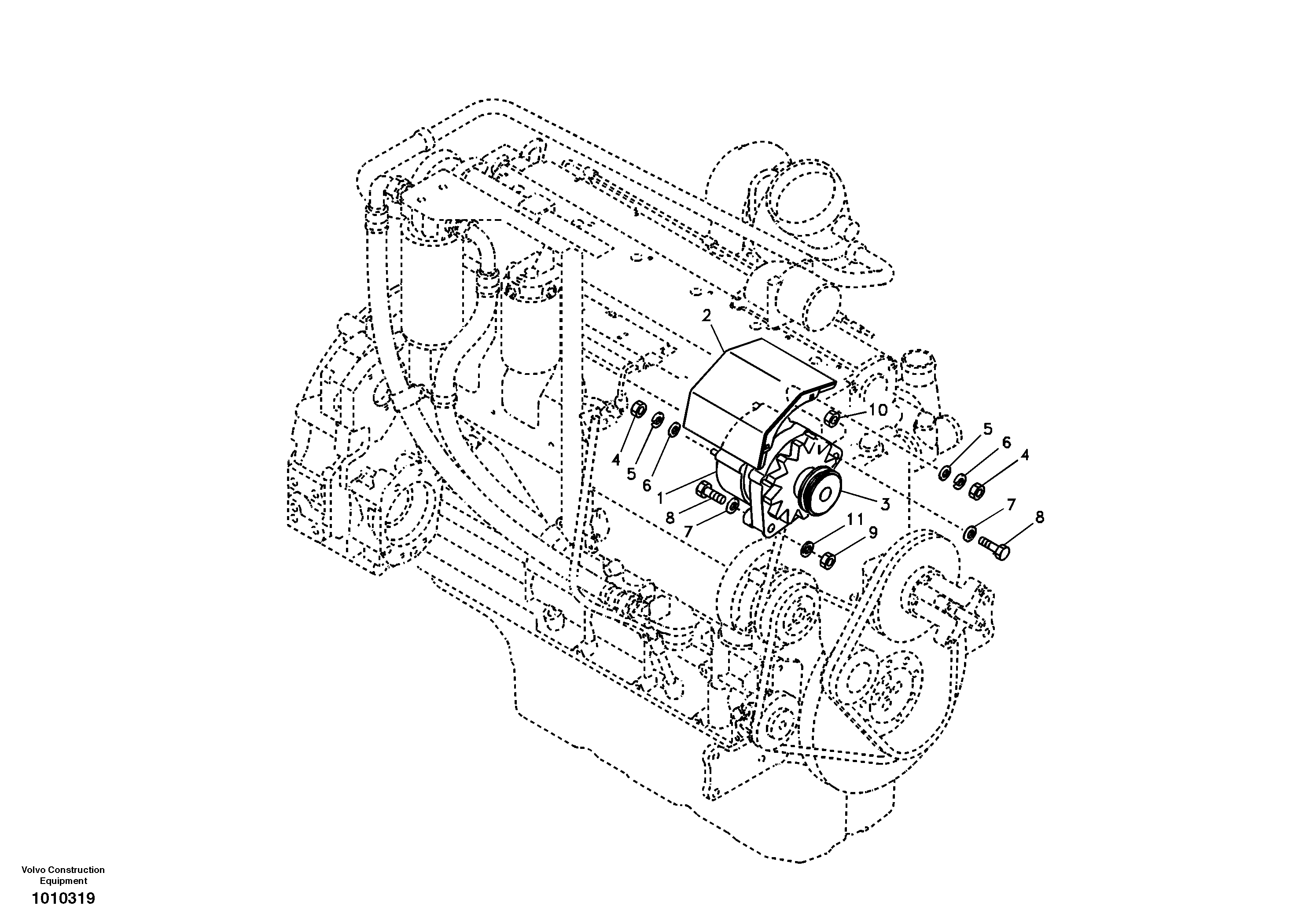 Схема запчастей Volvo EC290B - 29016 Alternator with assembling details EC290B SER NO INT 13562- EU & NA 80001-