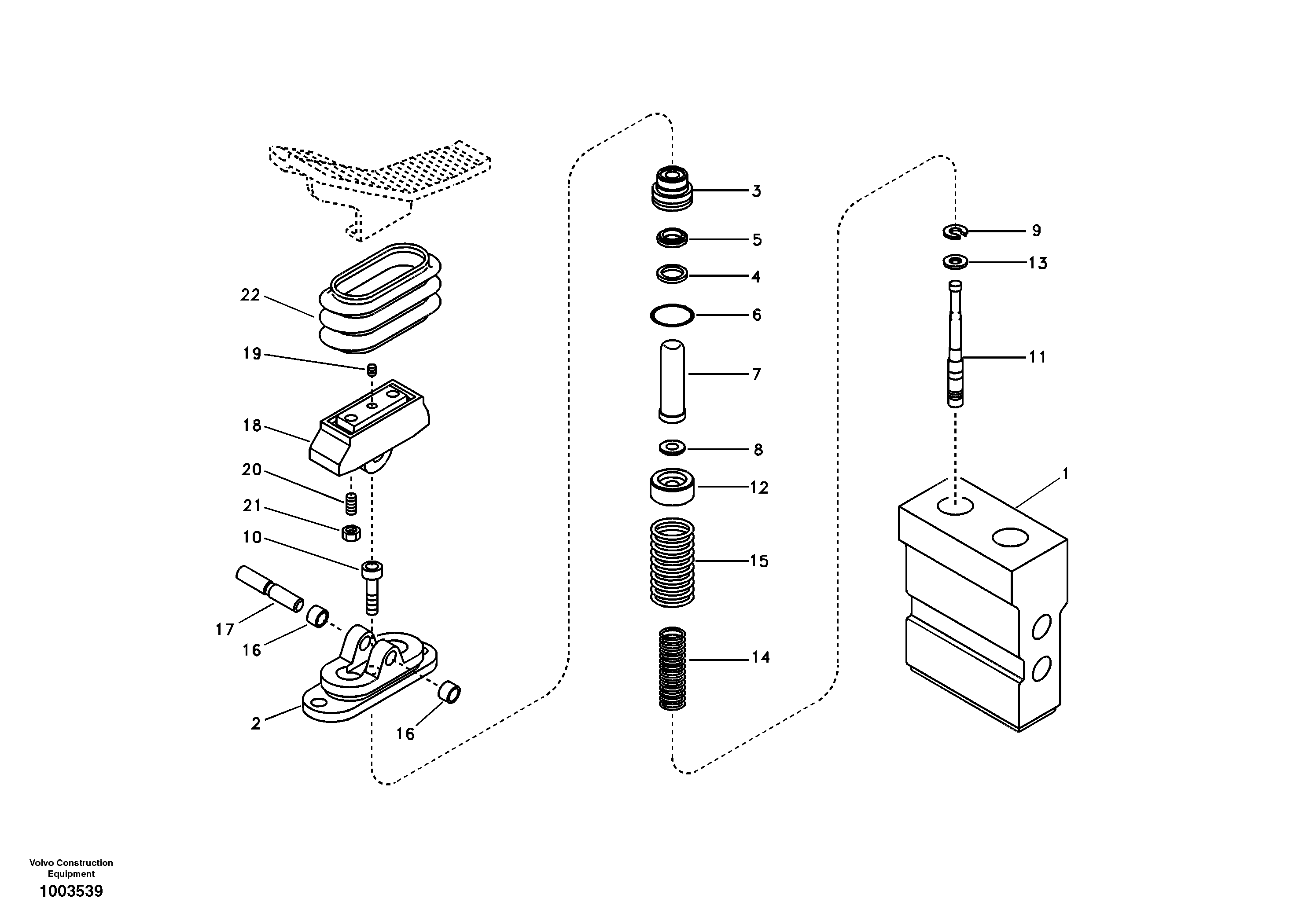 Схема запчастей Volvo EC290B - 37766 Working hydraulic, remote control valve pedal for adjustable boom EC290B