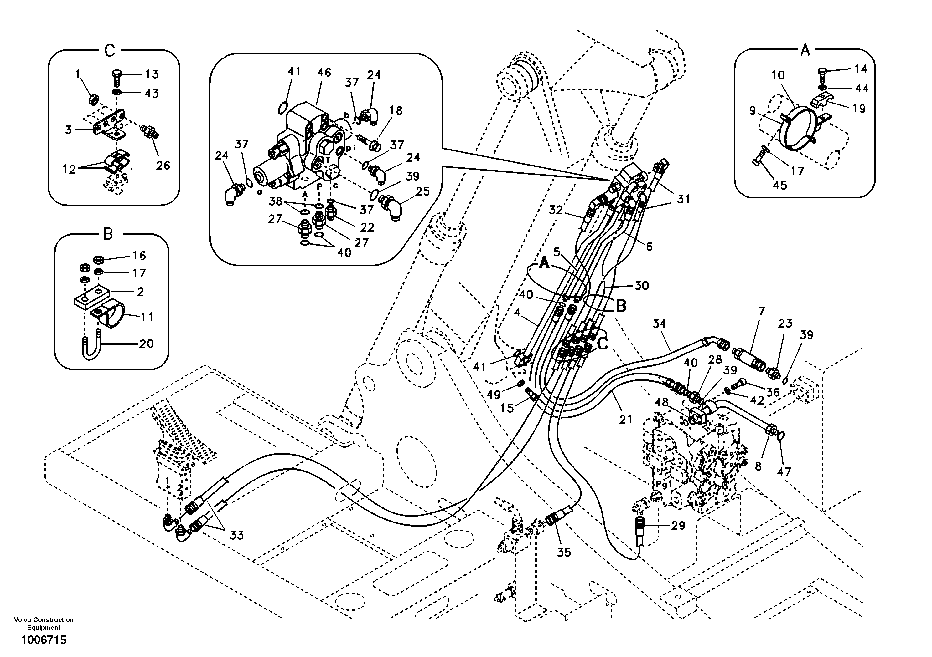 Схема запчастей Volvo EC290B - 38323 Working hydraulic, 2nd boom cylinder on adjustable boom EC290B