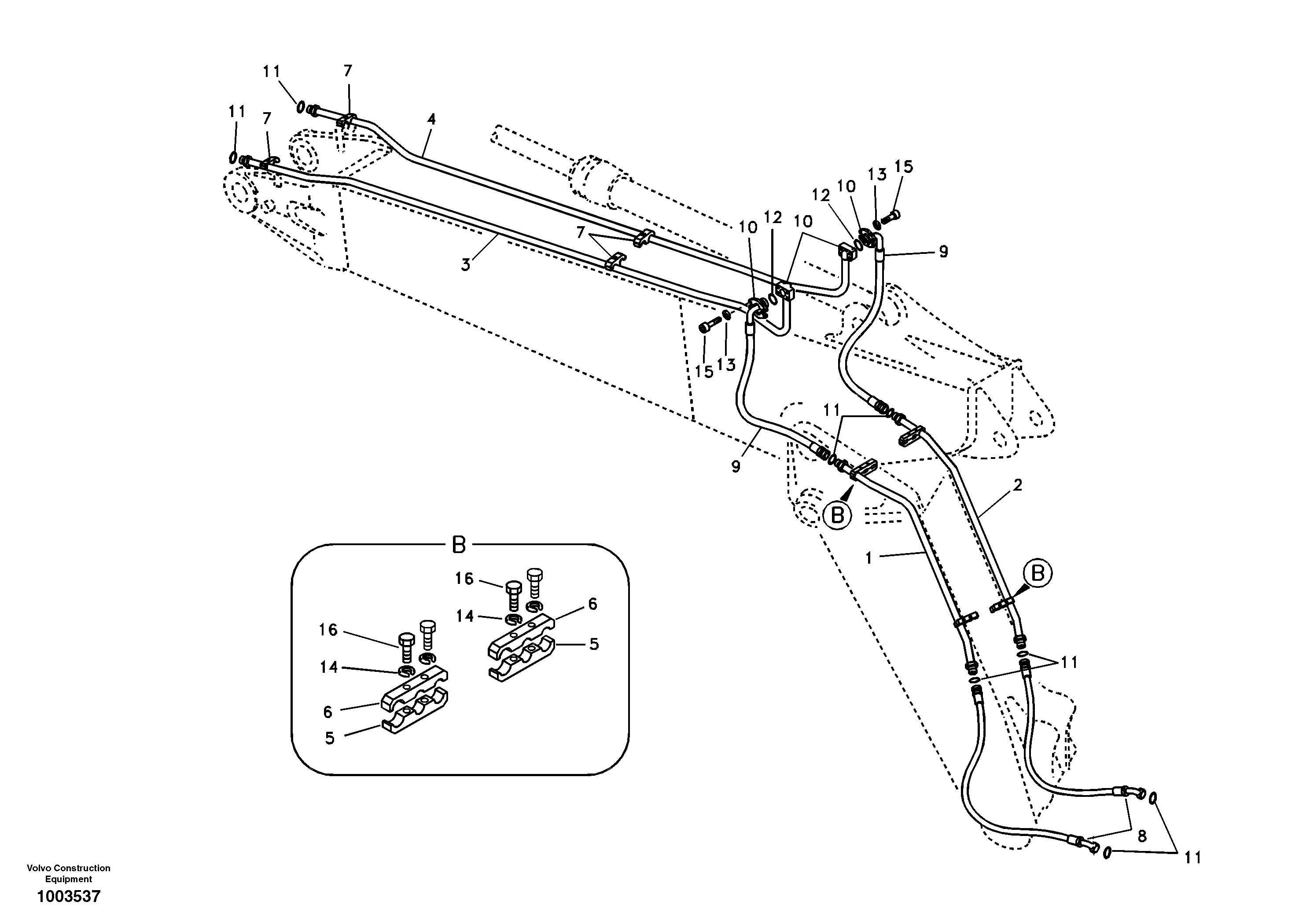Схема запчастей Volvo EC290B - 41296 Working hydraulic, hammer and shear for adjustable boom EC290B