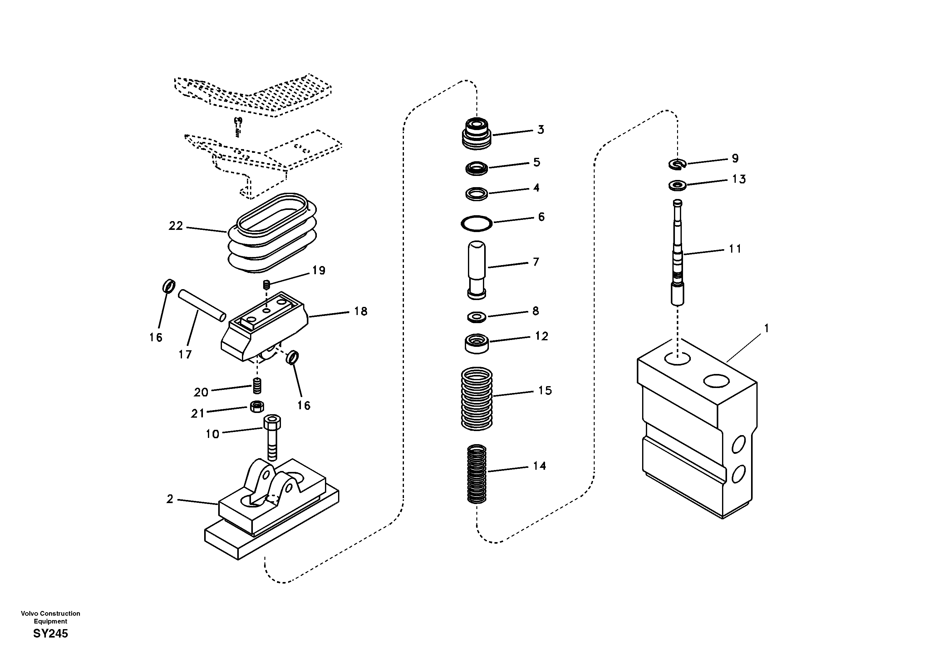 Схема запчастей Volvo EC290B - 50821 Working hydraulic, remote control valve pedal for hammer and shear EC290B